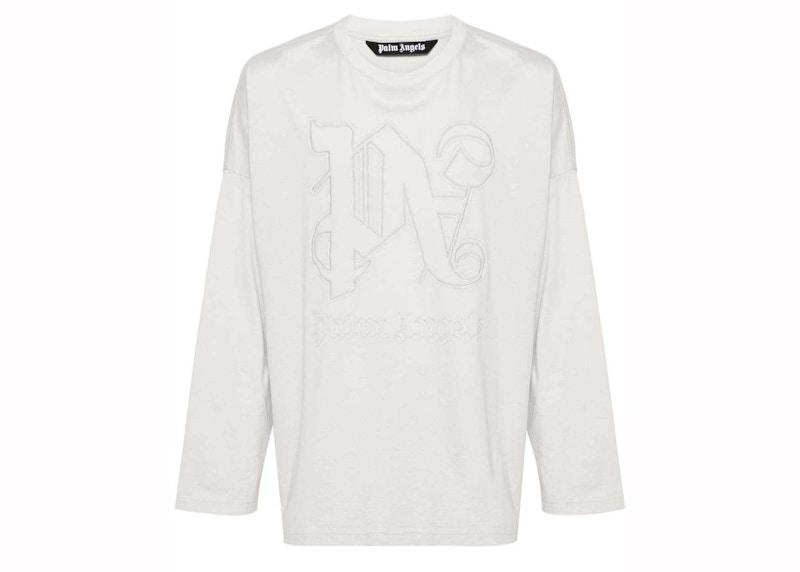 Palm Angels Monogram Cotton T-Shirt Light Grey