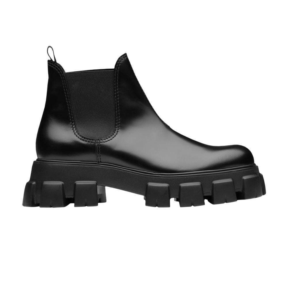 Prada Monolith Leather Ankle Boots