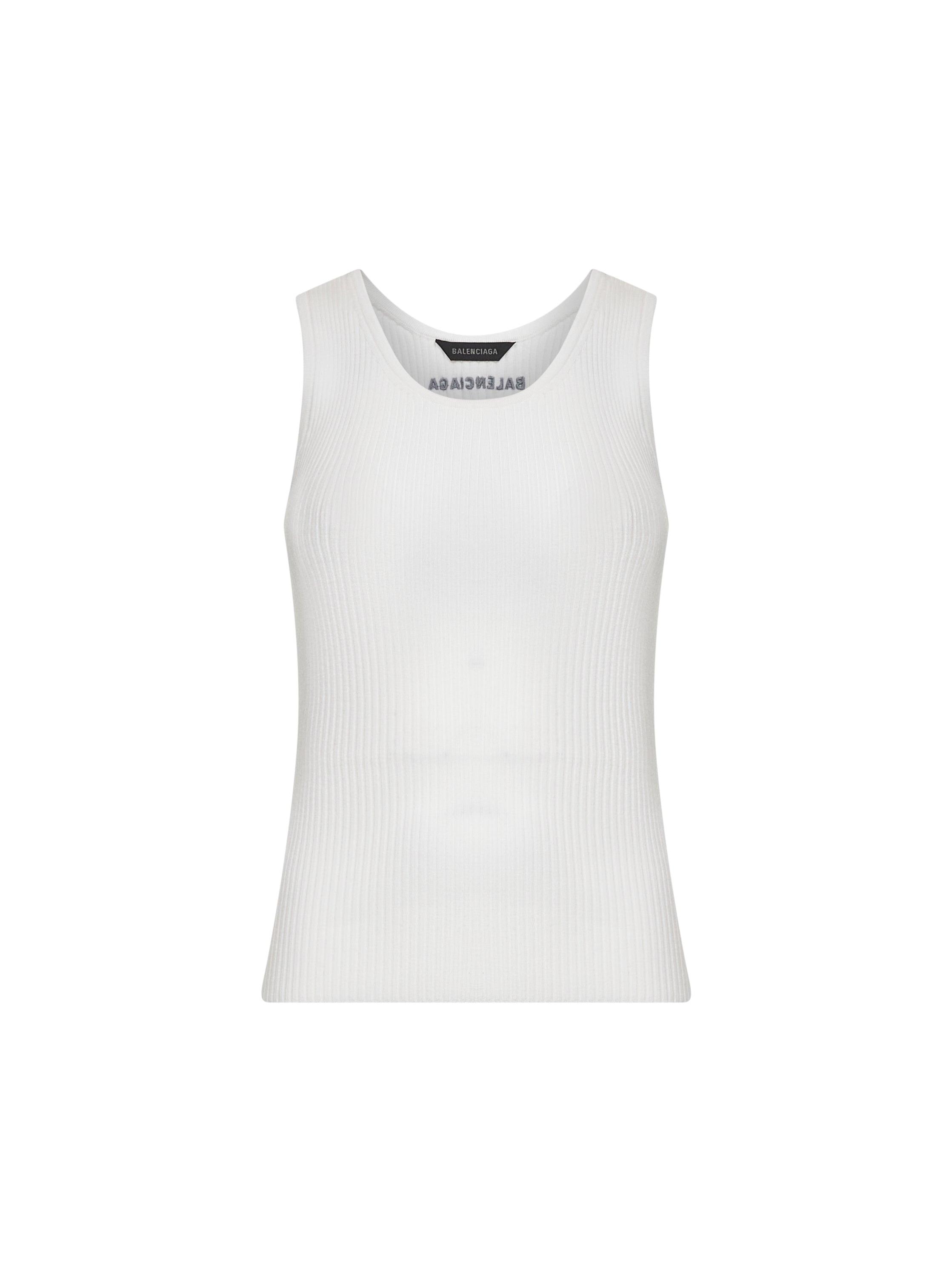 BALENCIAGA White ribbed wool knit tank top