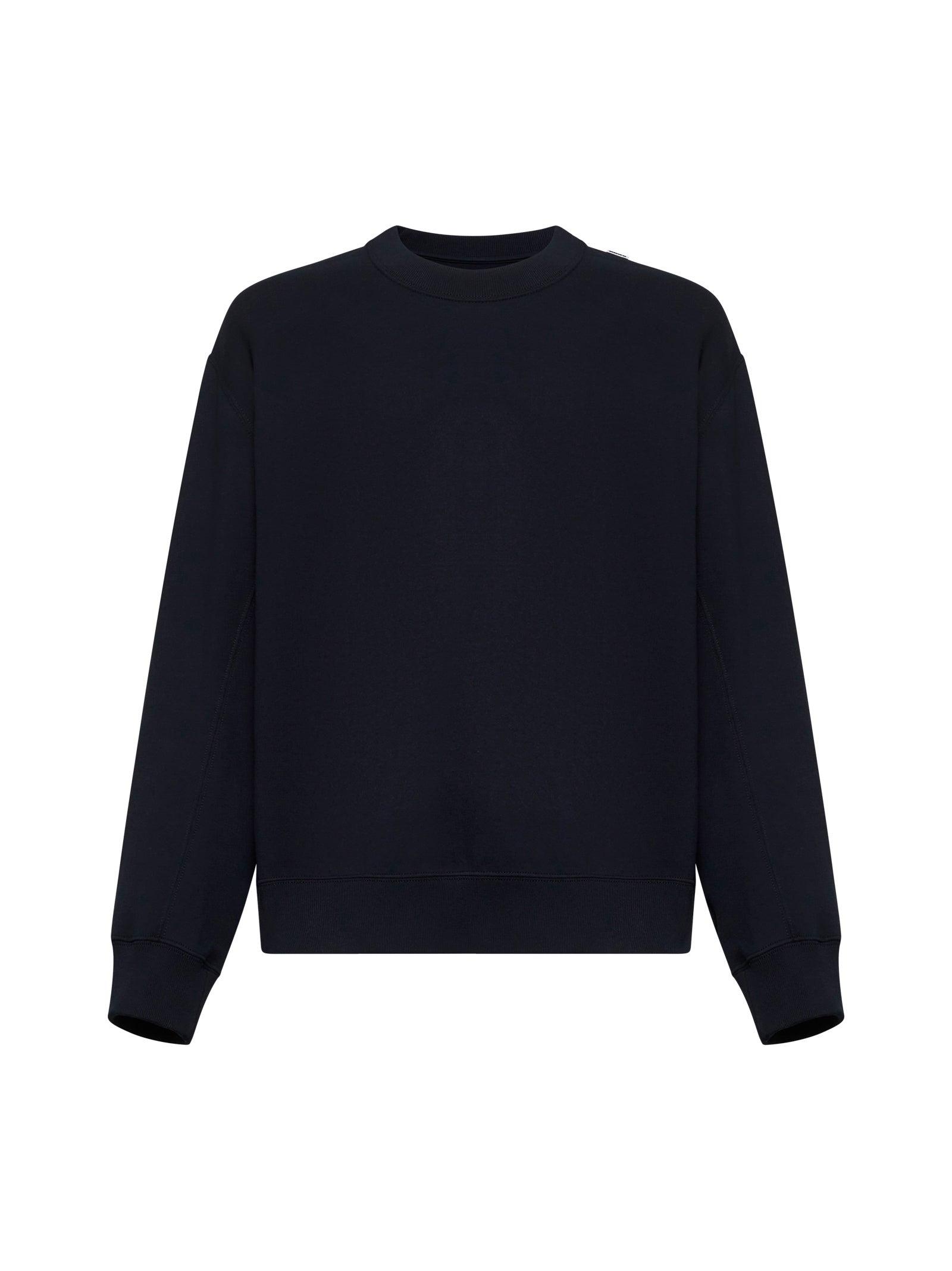 JIL SANDER Blue Cotton Crewneck Sweatshirt with Logo Label on the Shoulder