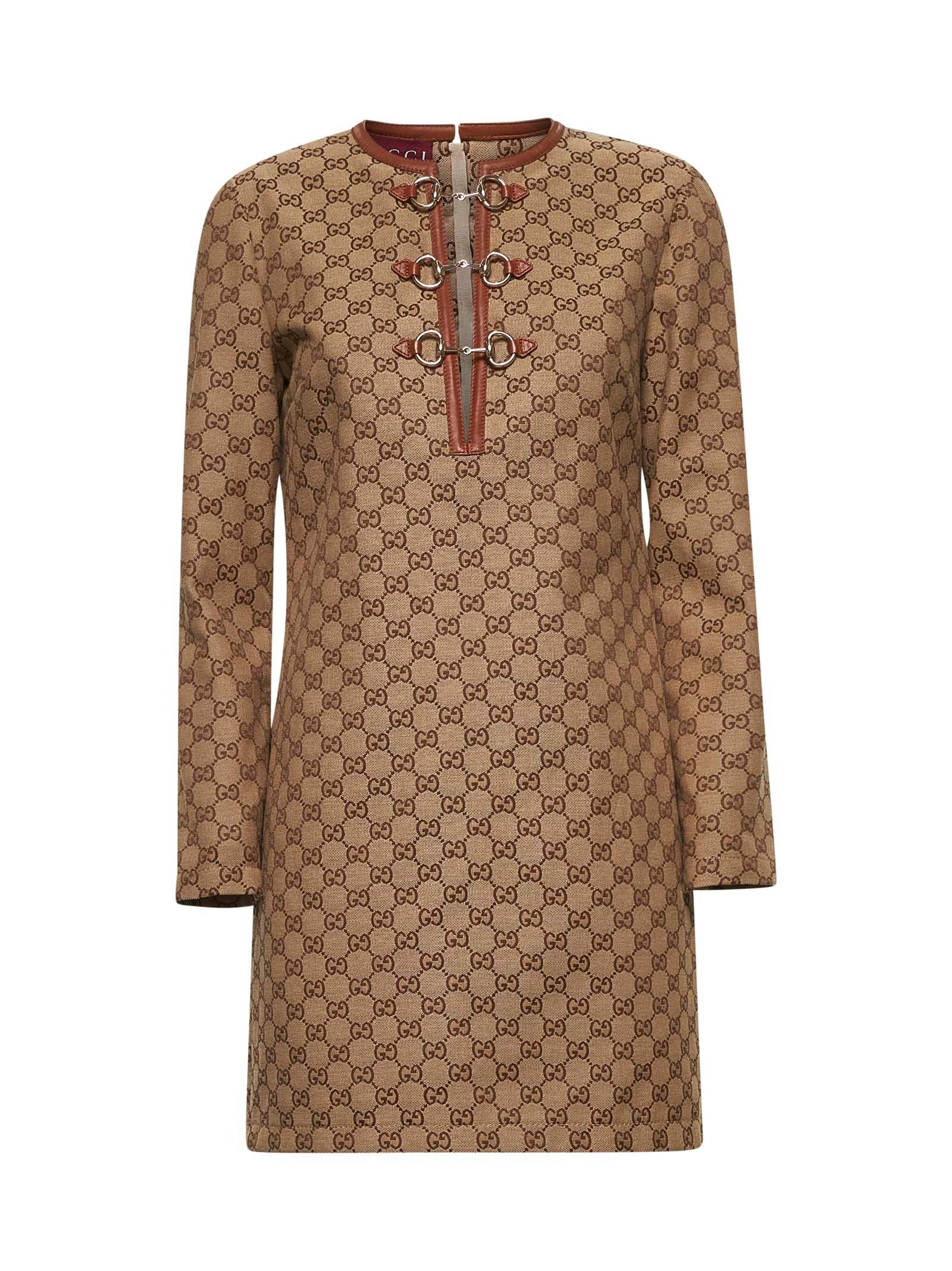 GUCCI Beige GG Canvas Mini Dress