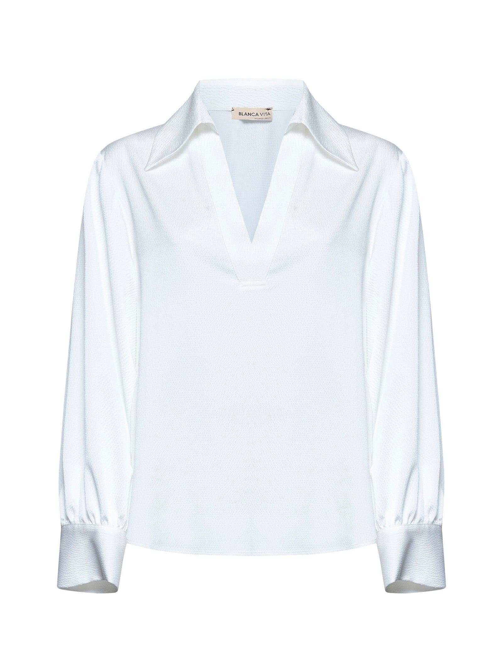 BLANCA VITA White crepe Carrubo blouse