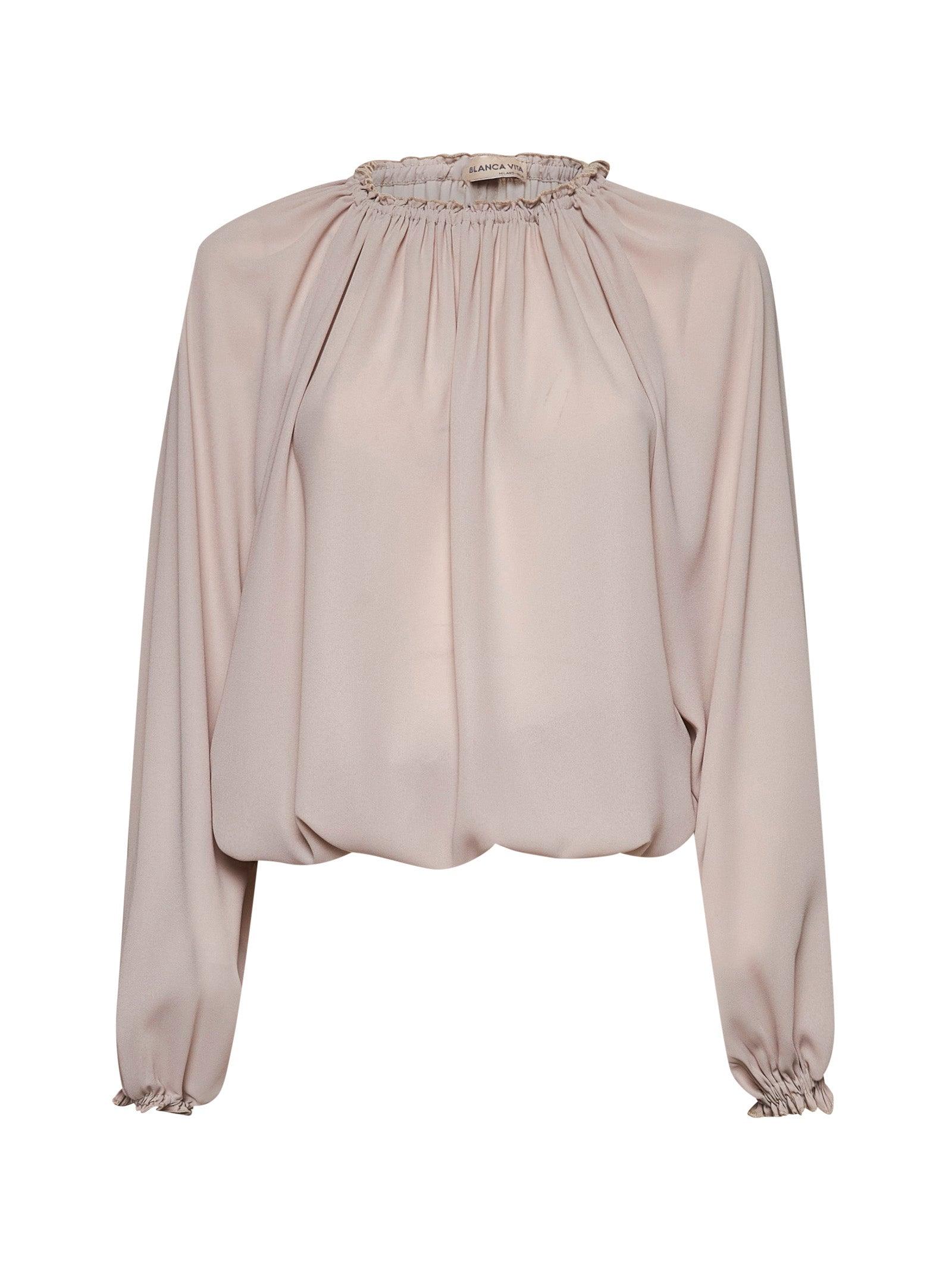BLANCA VITA Grey crepe Cherry blouse