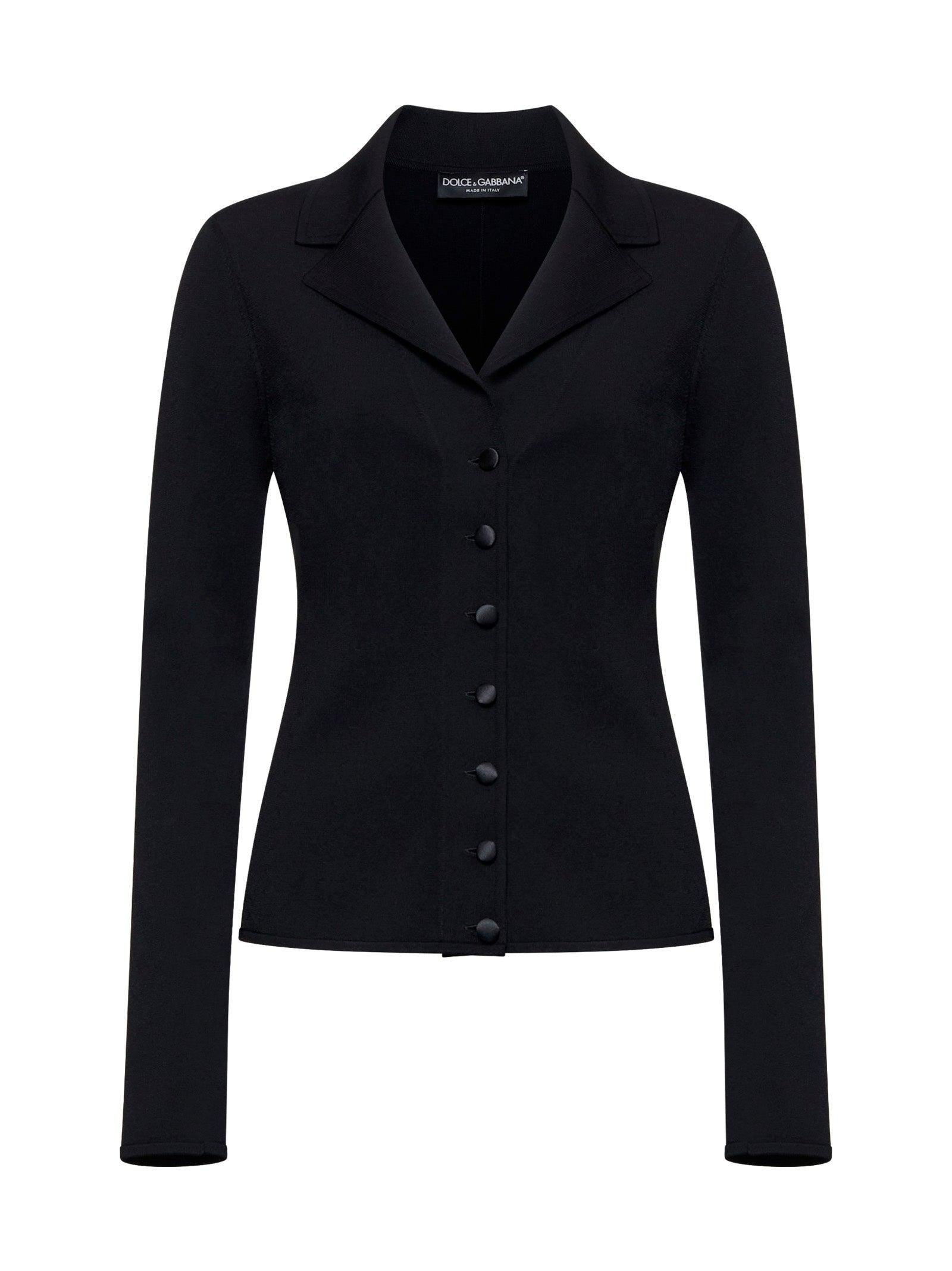 DOLCE & GABBANA Black Knit Logo Jacket