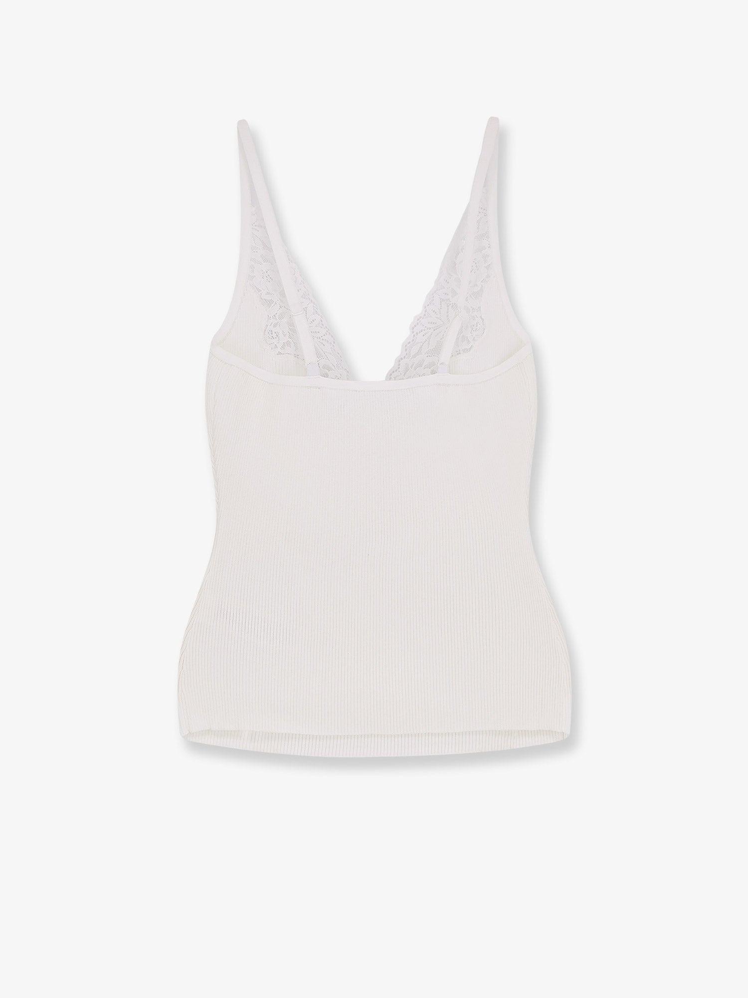 SELF PORTRAIT White viscose rib knit top
