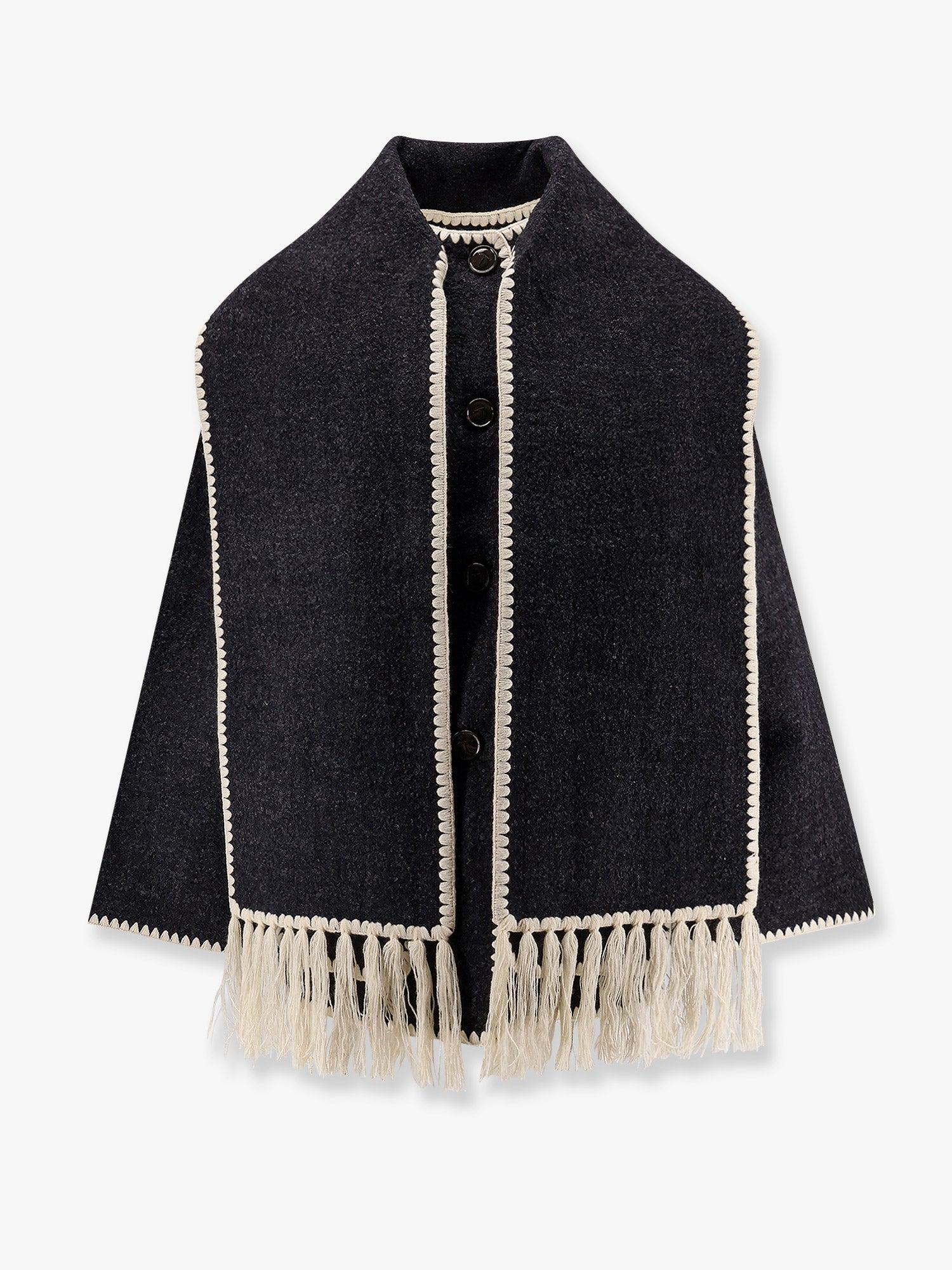 TOTEME Grey Felt Embroidered Scarf Jacket