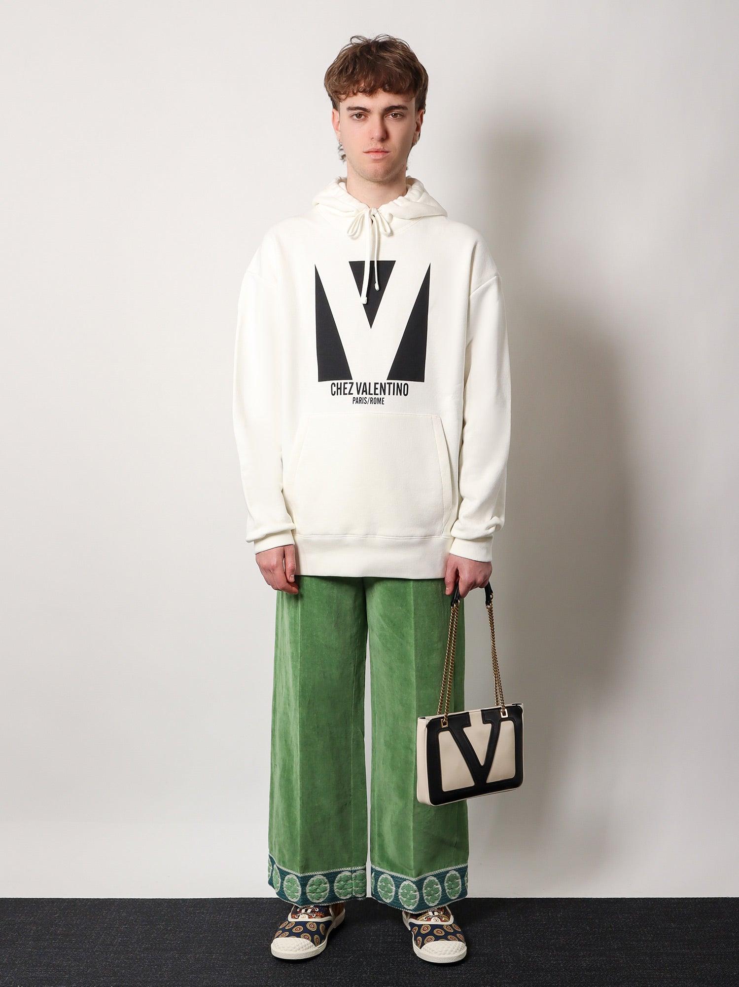 Cotton Sweatshirt with Chez Valentino Print