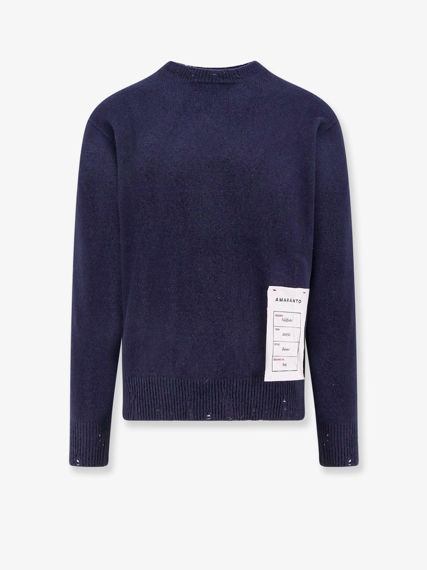 AMARANTO Wool and Cashmere Sweater with Logoed Label