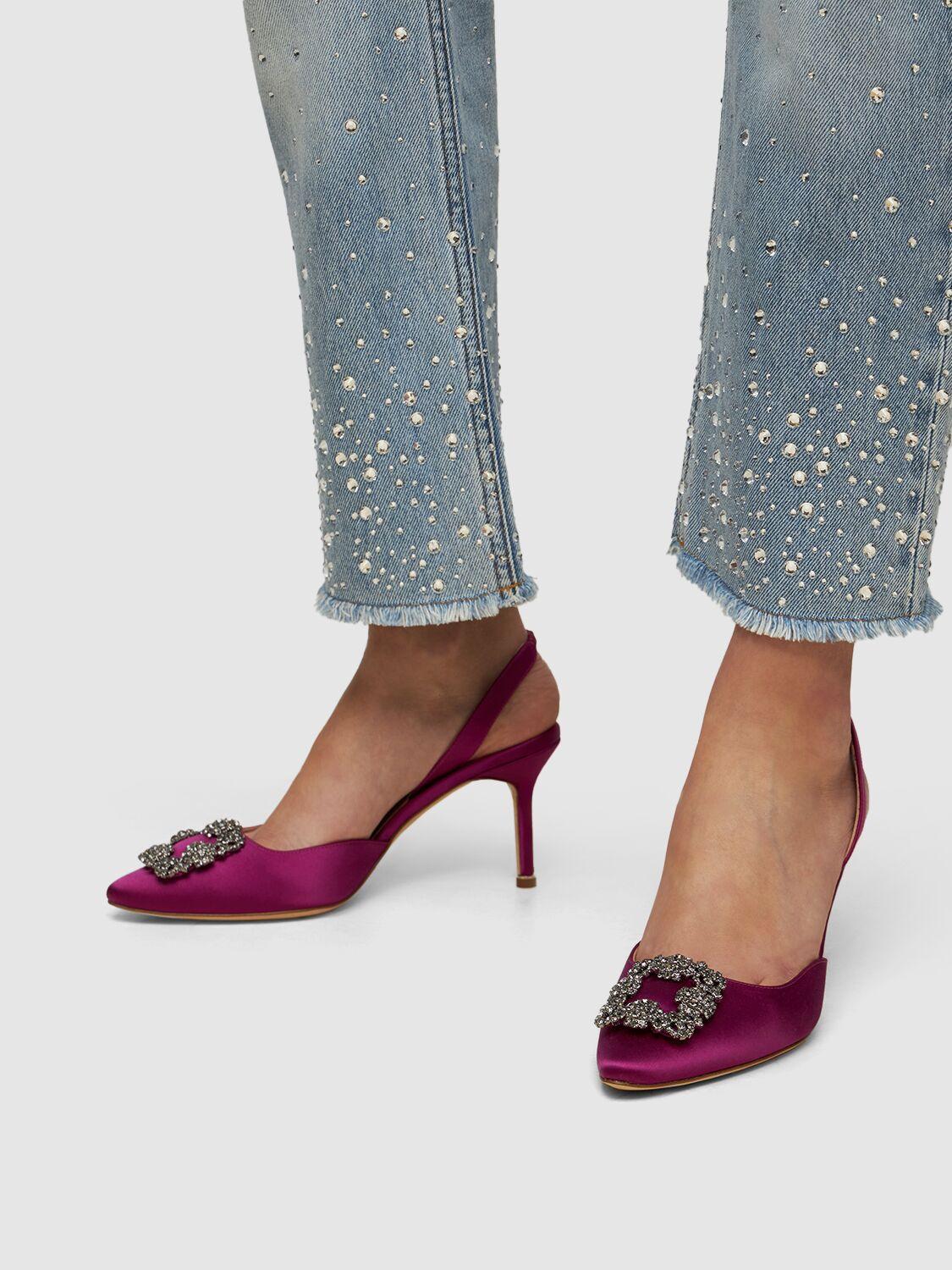 MANOLO BLAHNIK Hangisli Satin Pumps
