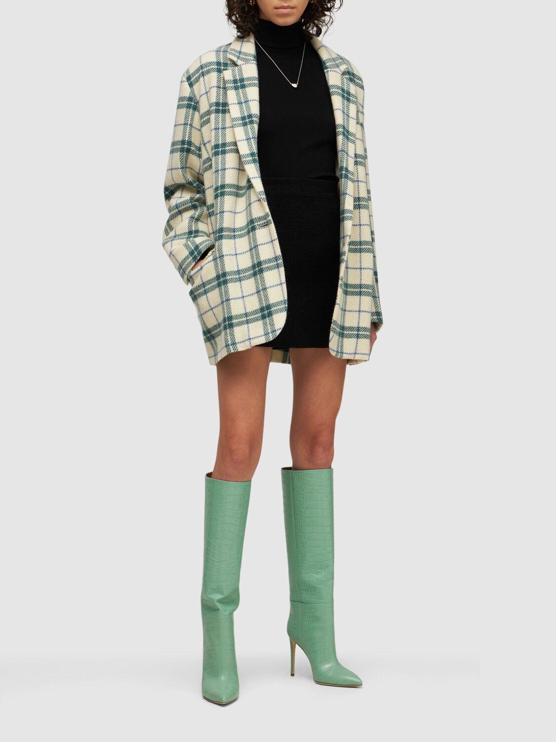 PARIS TEXAS Croc Embossed Leather Tall Boots