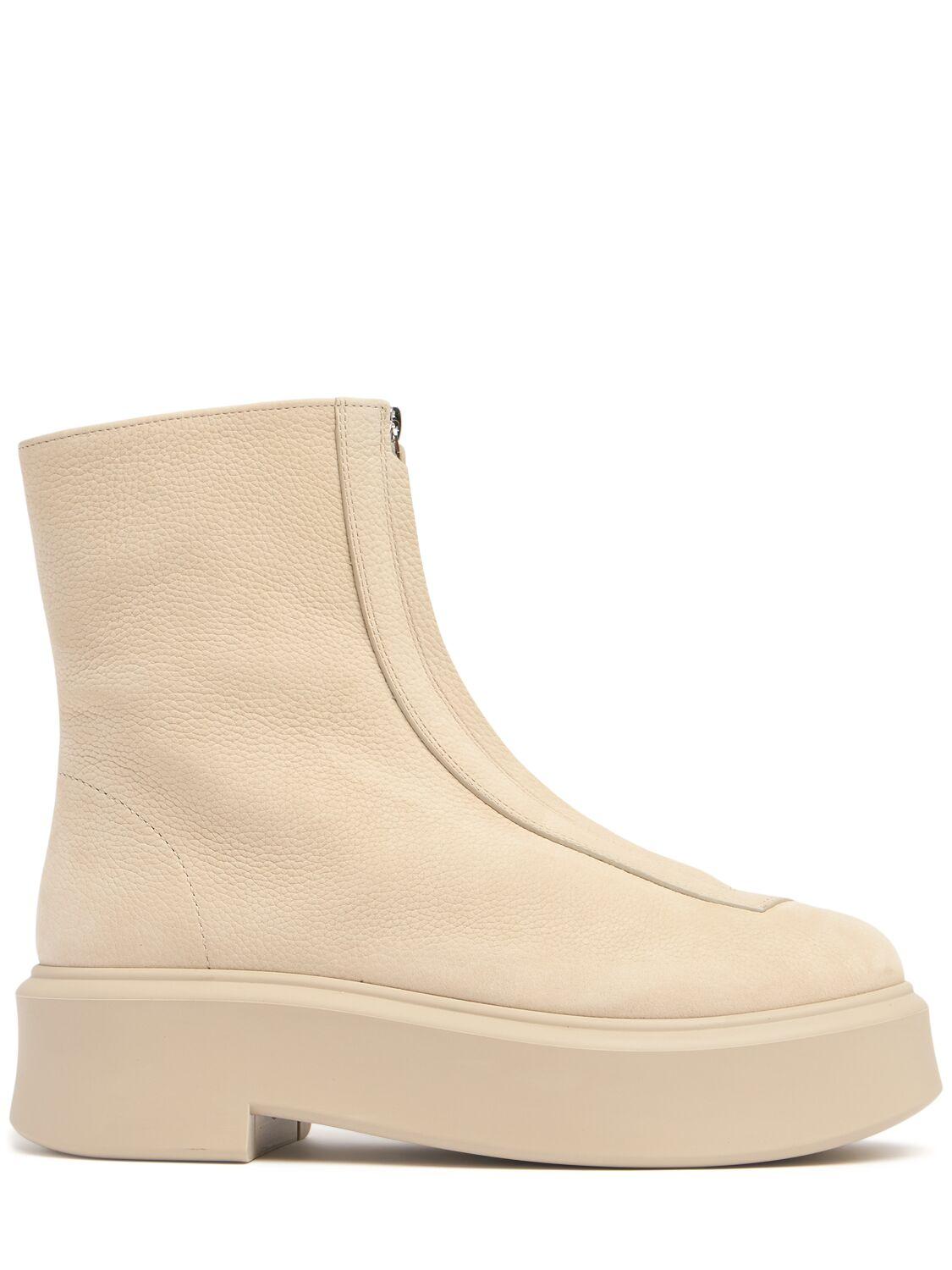 THE ROW Zipped Leather Ankle Boots