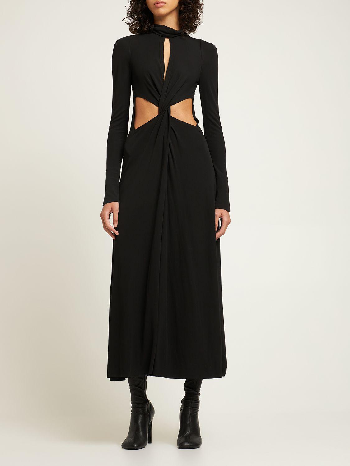 VICTORIA BECKHAM Twist Fluid Viscose Jersey Midi Dress