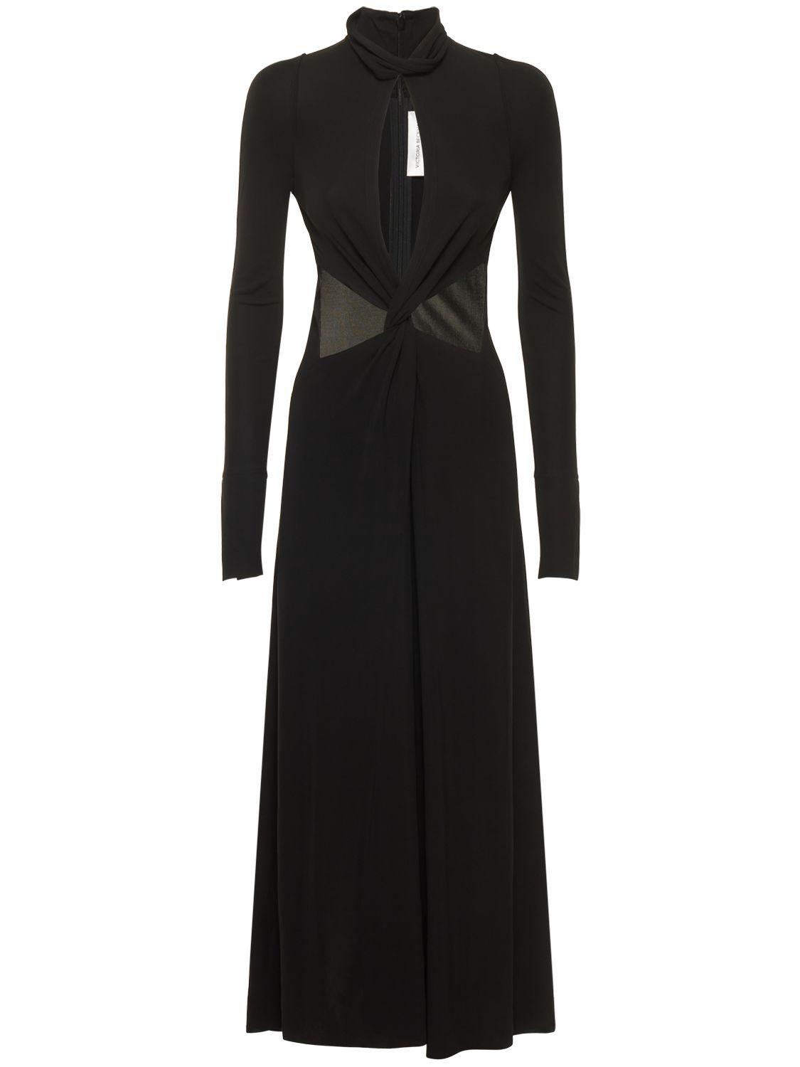 VICTORIA BECKHAM Twist Fluid Viscose Jersey Midi Dress