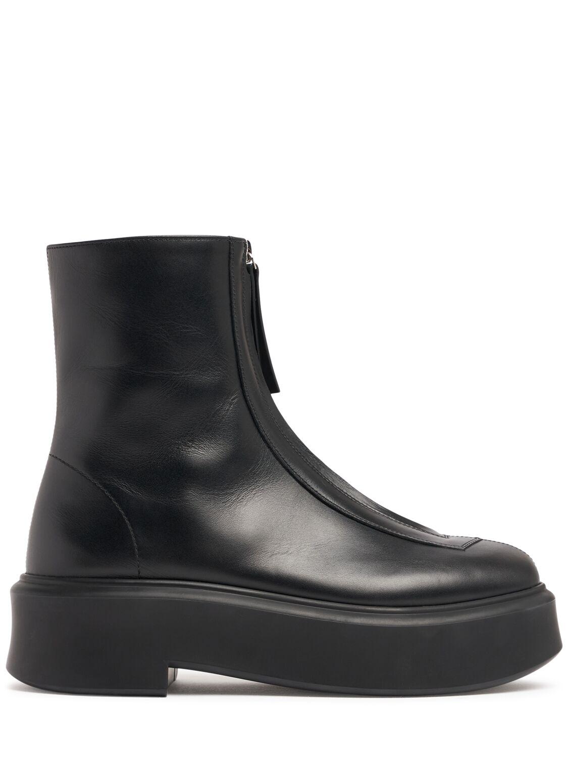 THE ROW Zipped Leather Ankle Boots
