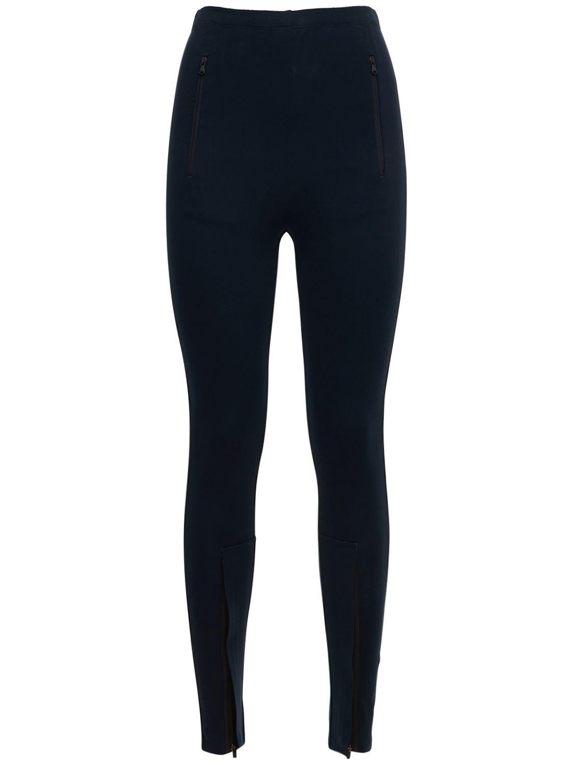 WARDROBE.NYC Stretch Jersey Front Zip Leggings