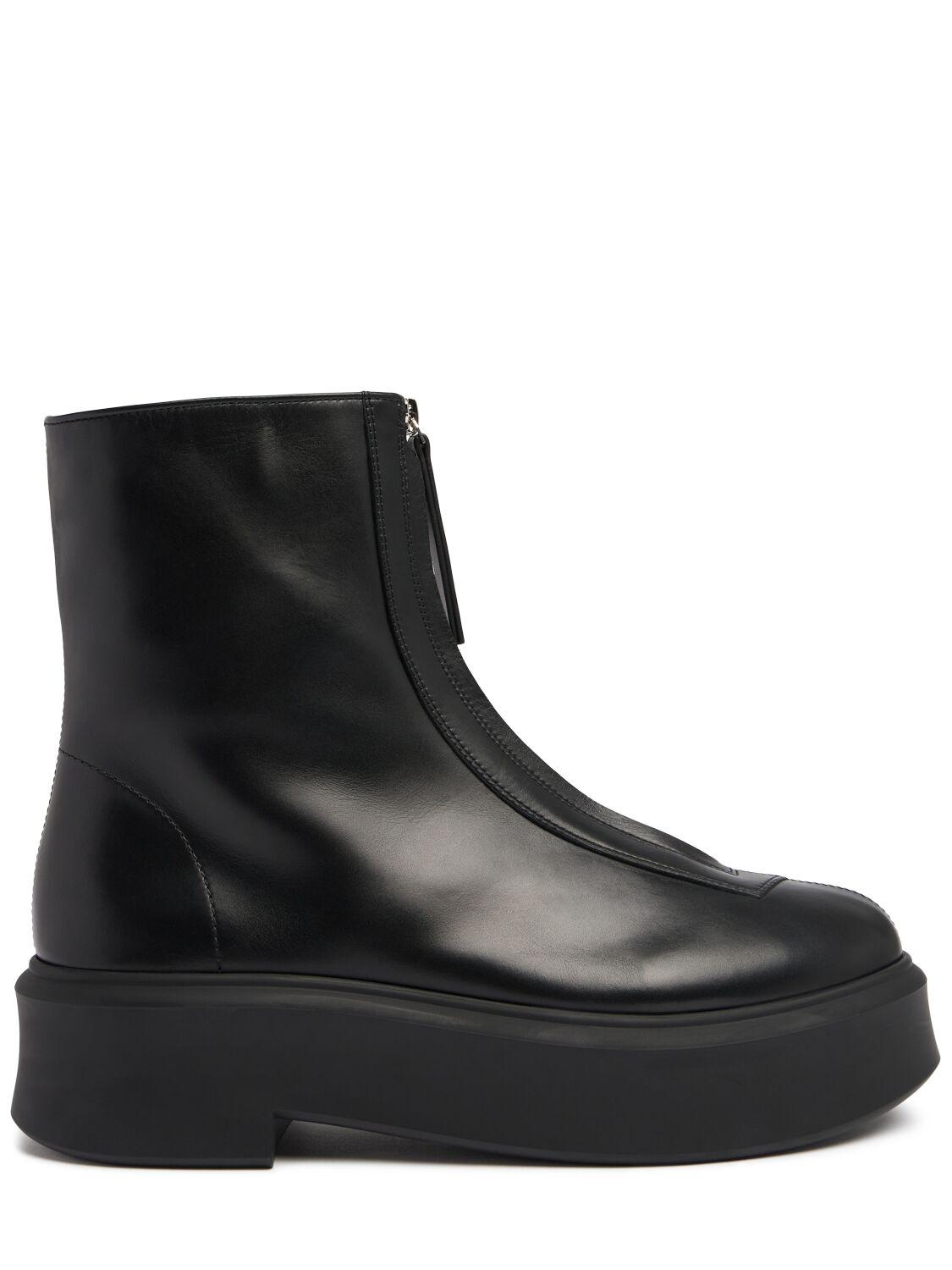 THE ROW Zipped Leather Ankle Boots