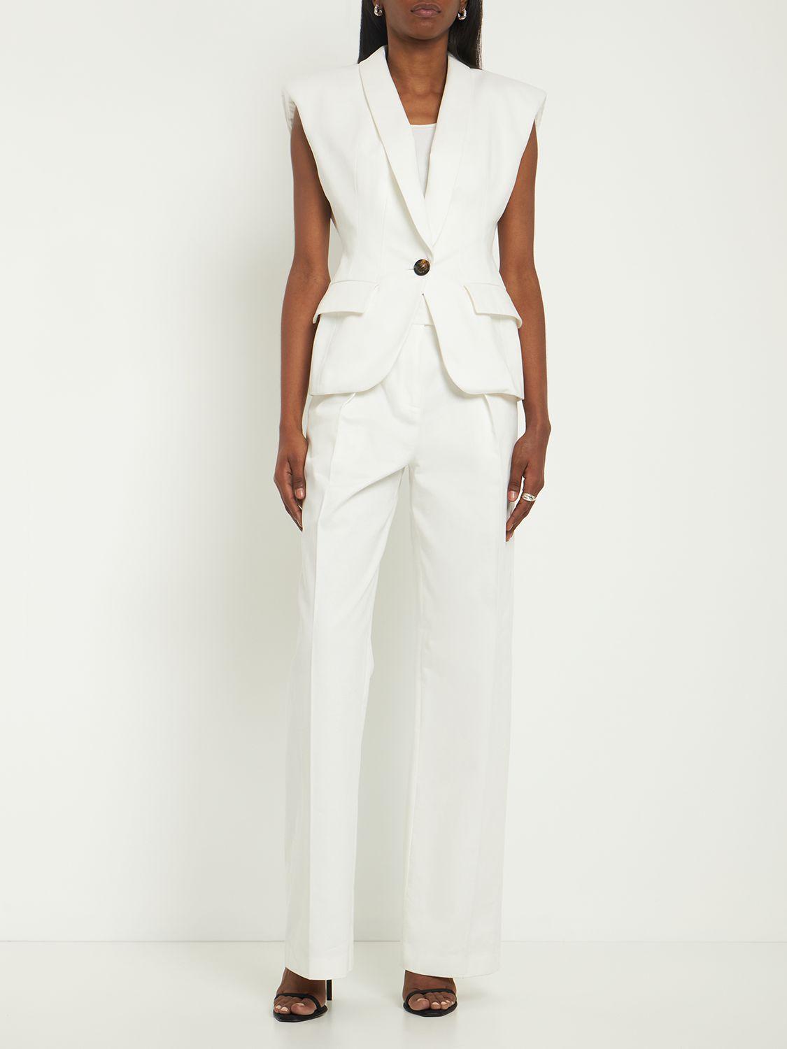 ALEXANDRE VAUTHIER Straight High Waist Twill Pants
