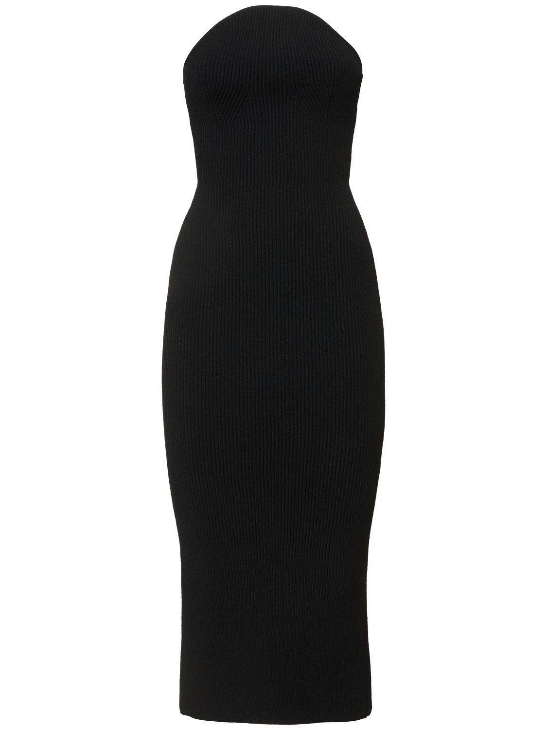 KHAITE Rumer Strapless Viscose Blend Midi Dress