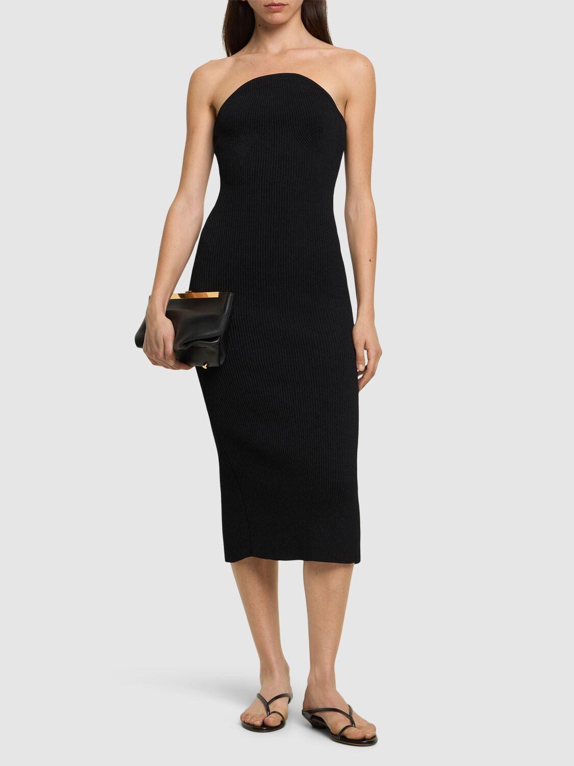 KHAITE Rumer Strapless Viscose Blend Midi Dress