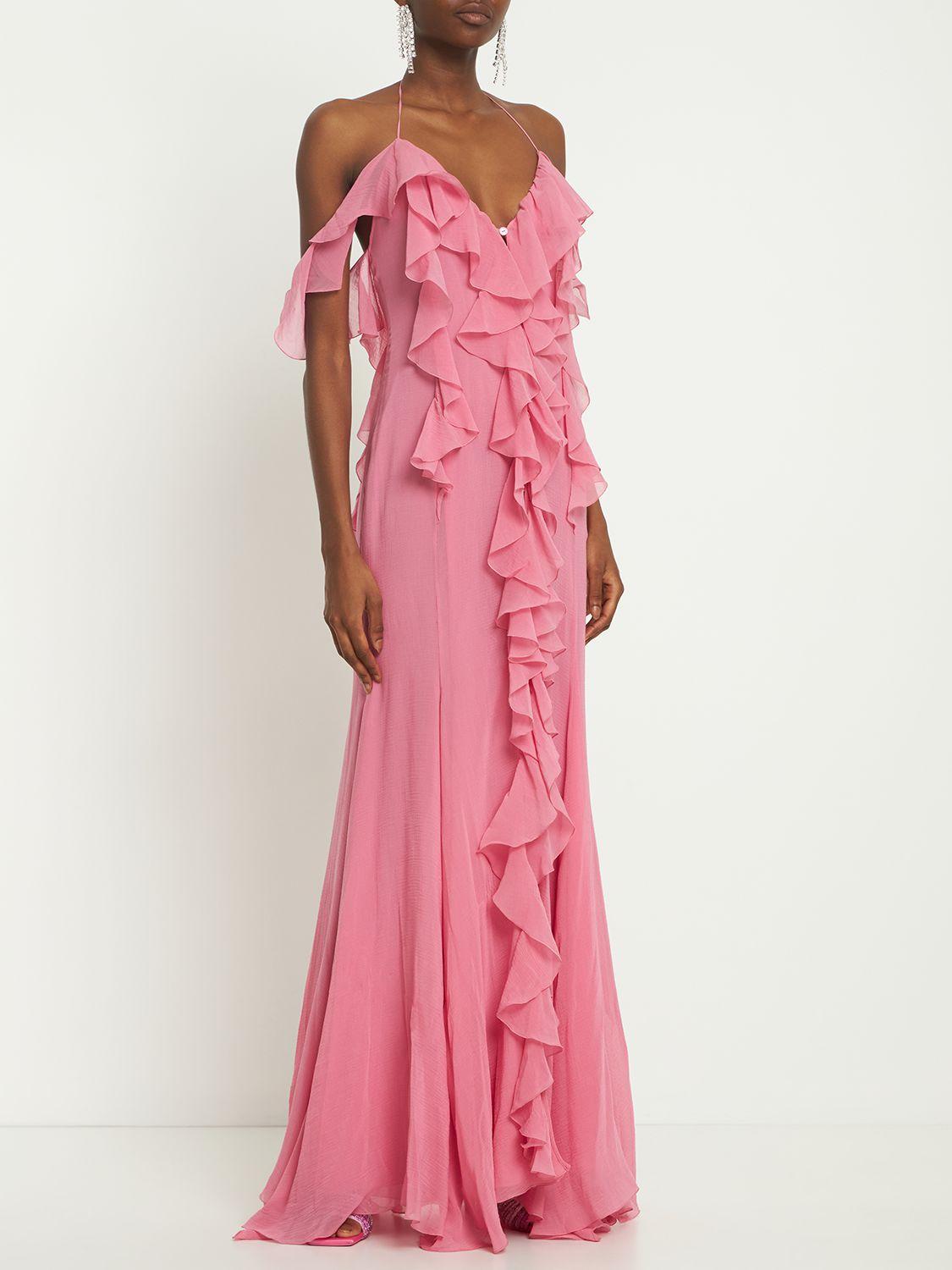 BLUMARINE Cotton & Silk Georgette Frill Dress