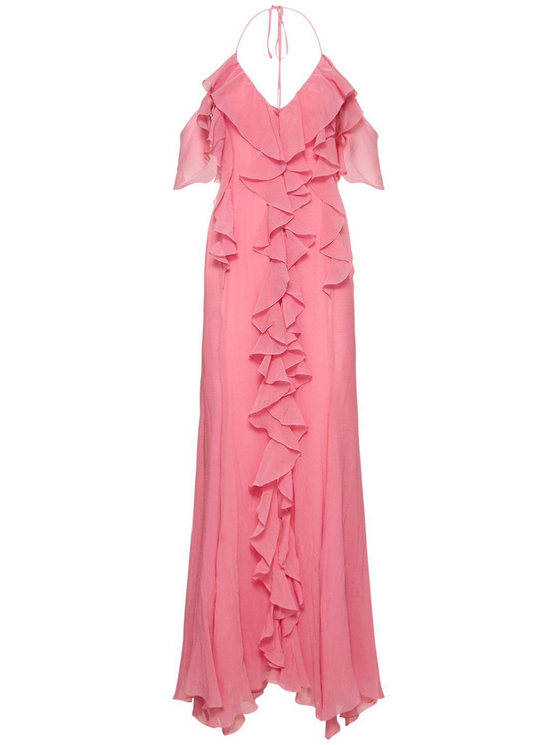 BLUMARINE Cotton & Silk Georgette Frill Dress