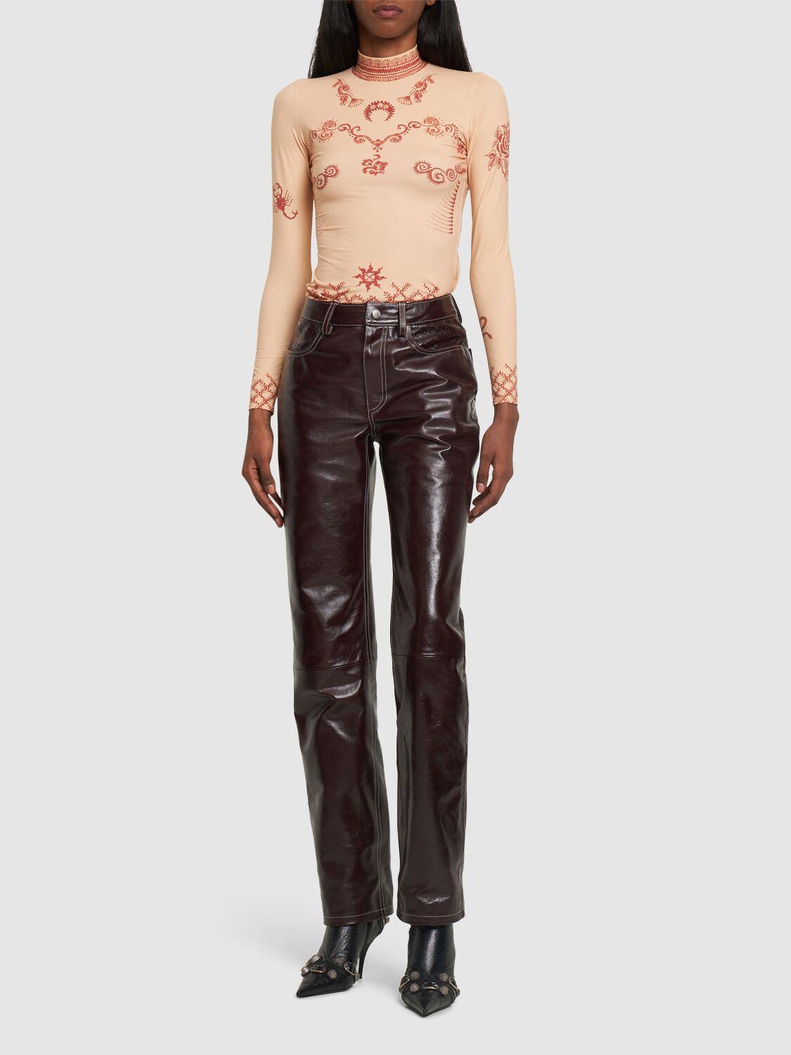 MARINE SERRE Leather Straight Pants