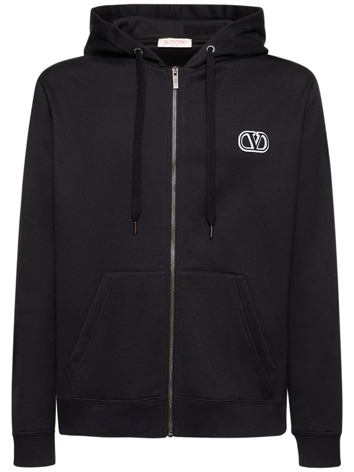VALENTINO Cotton Sweatshirt Hoodie W/ Logo