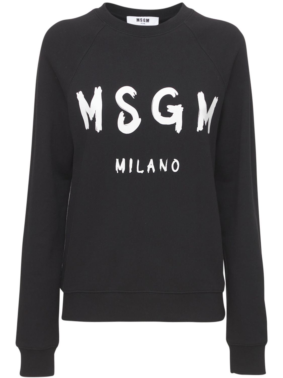 MSGM Logo Printed Cotton Sweatshirt
