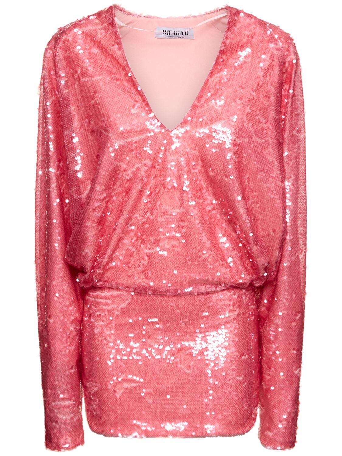 THE ATTICO Gael Sequined V-neck Mini Dress