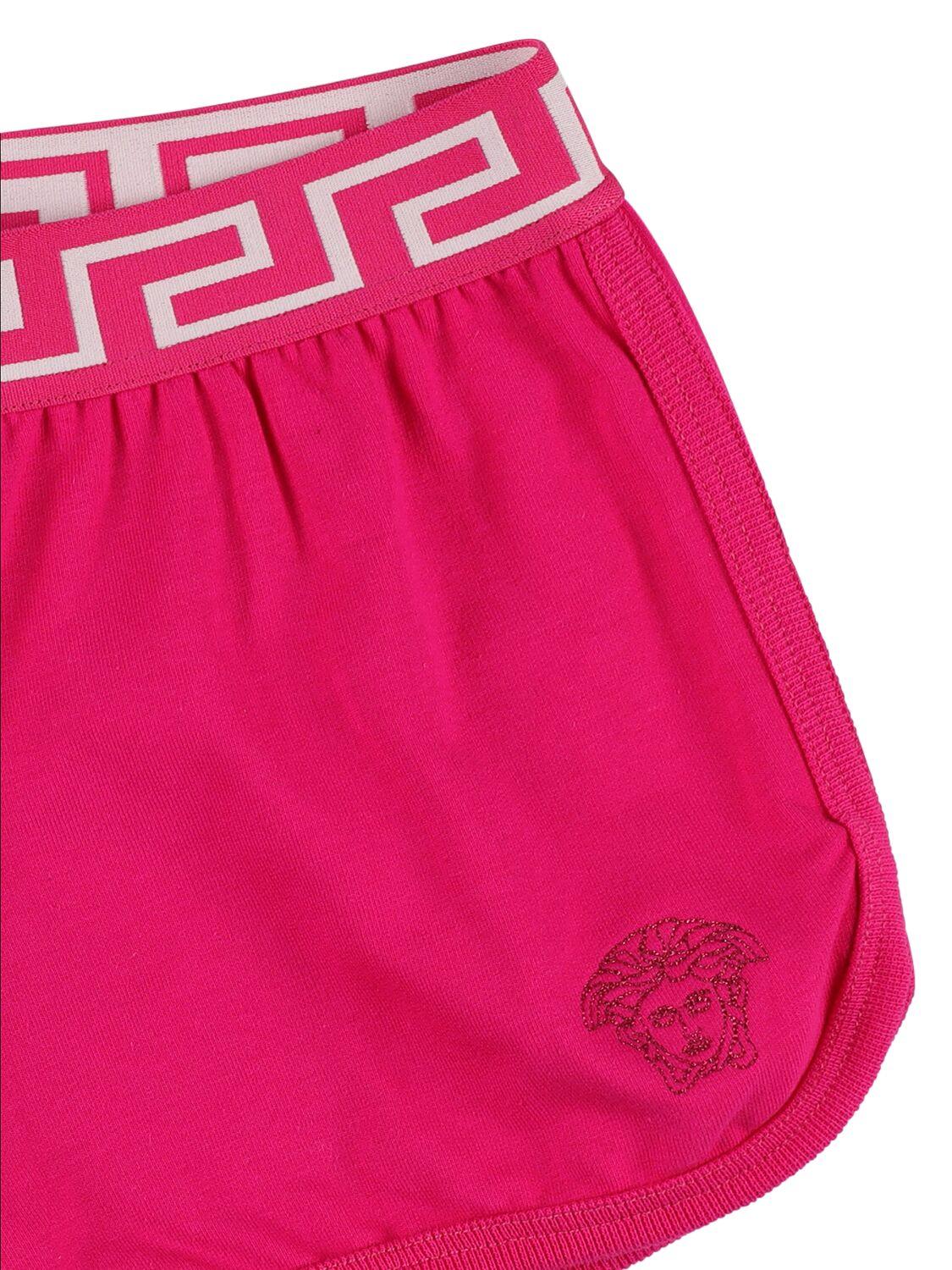 VERSACE Embroidered Cotton Jersey Shorts