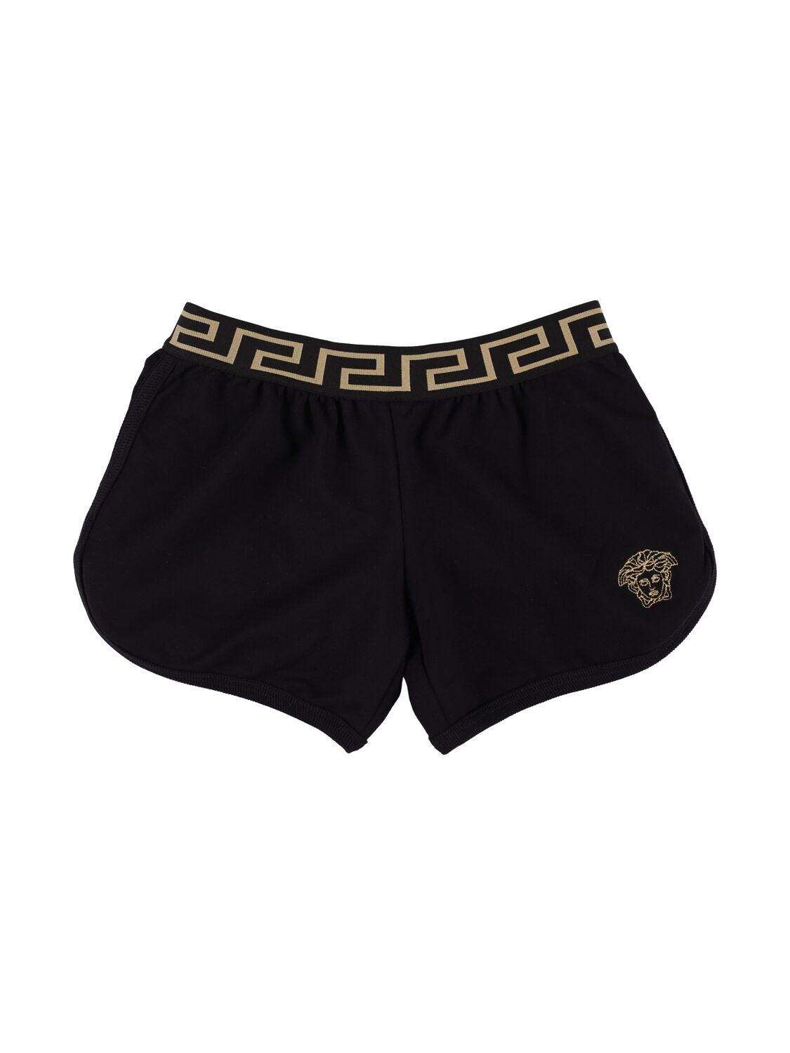 VERSACE Embroidered Cotton Jersey Shorts