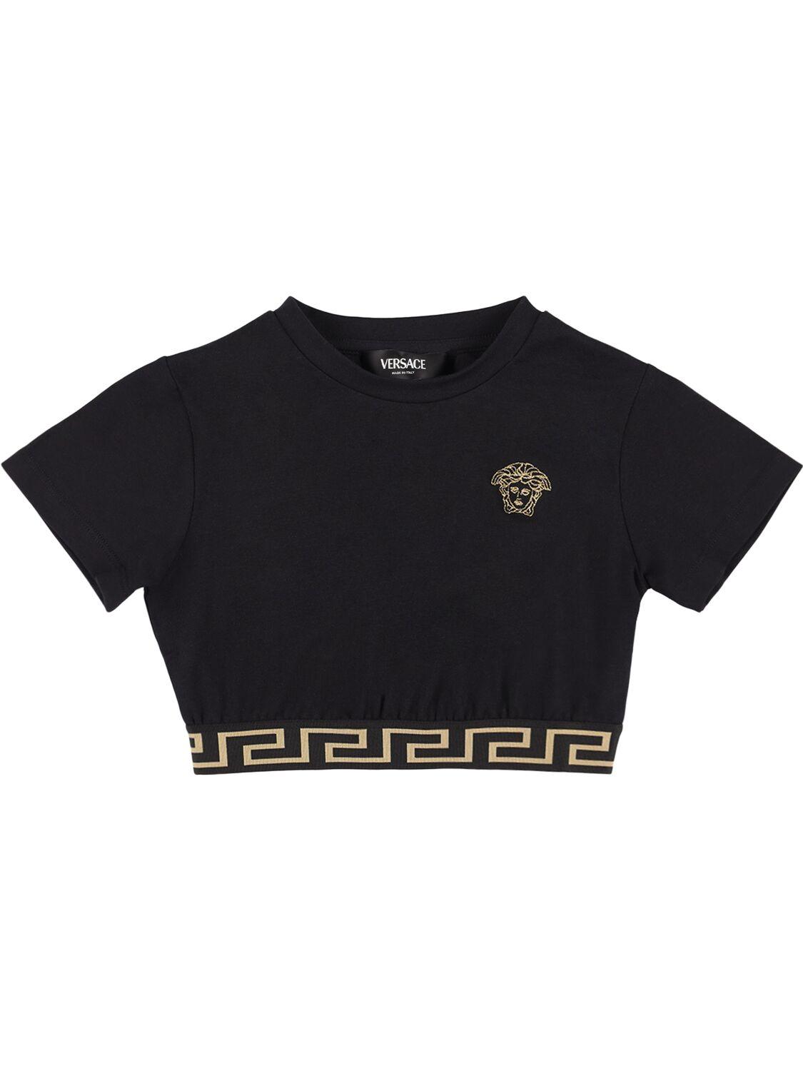 VERSACE Embroidered Cotton Jersey T-shirt