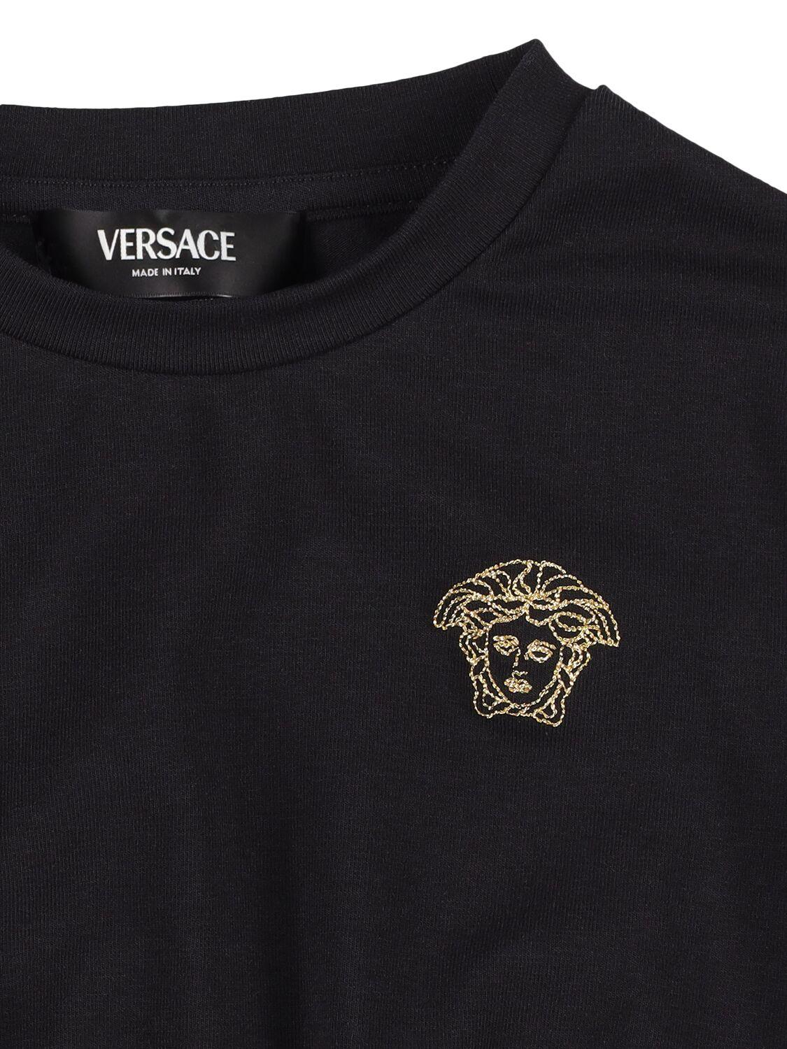 VERSACE Embroidered Cotton Jersey T-shirt