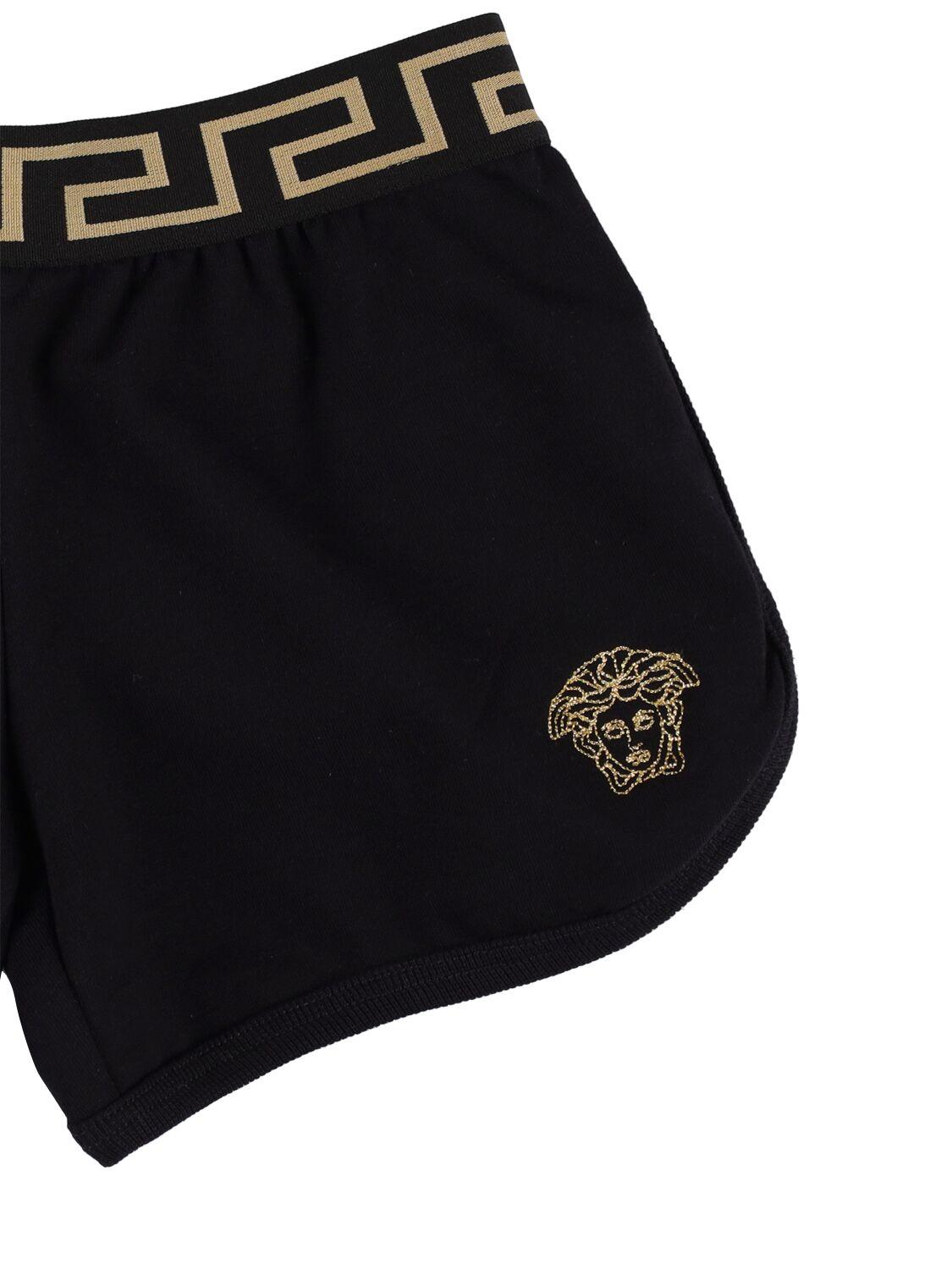 VERSACE Embroidered Cotton Jersey Shorts