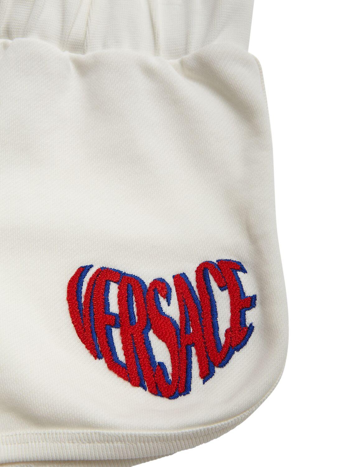 VERSACE Embroidered Cotton Jersey Shorts