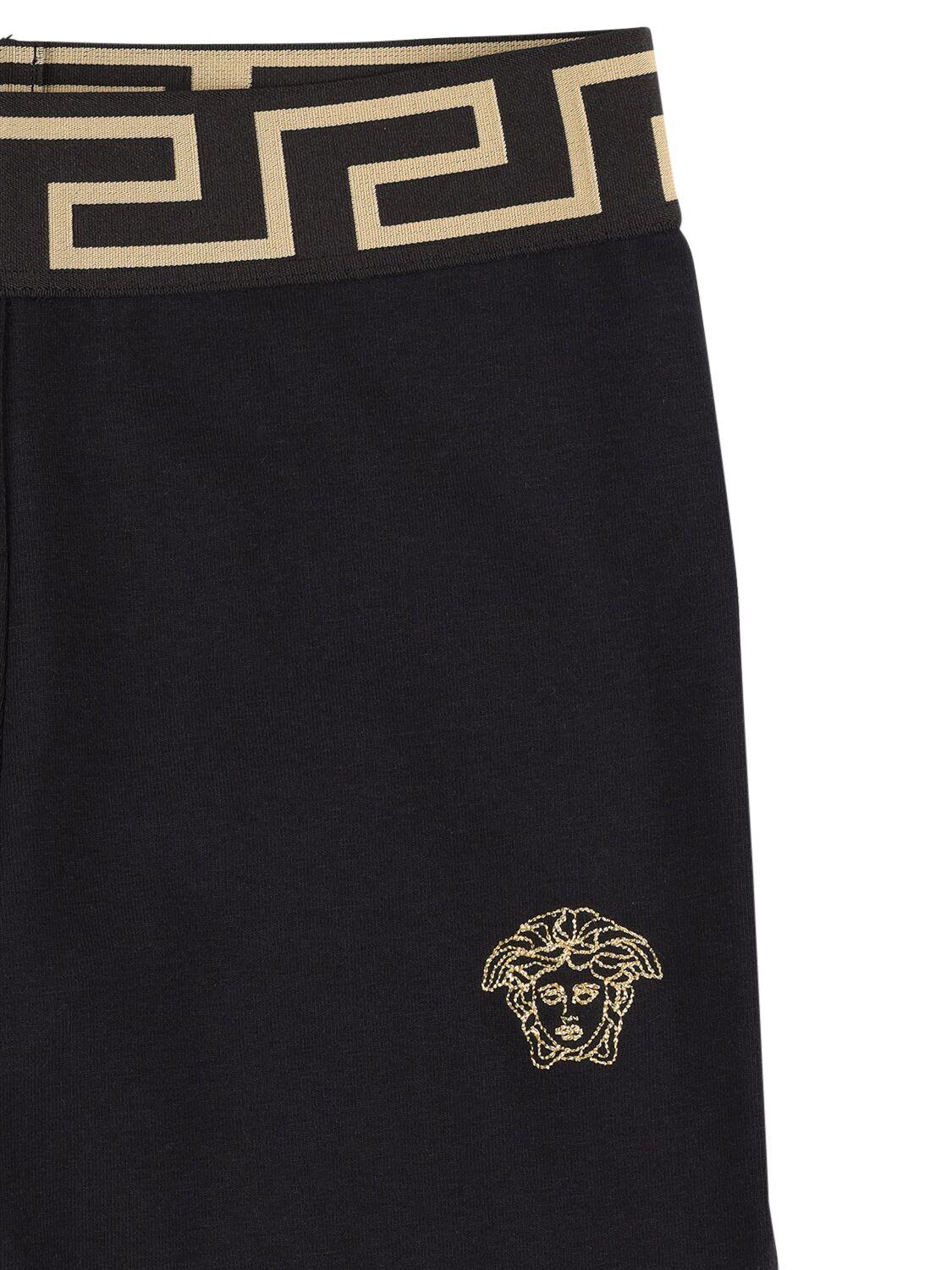 VERSACE Embroidered Cotton Jersey Leggings