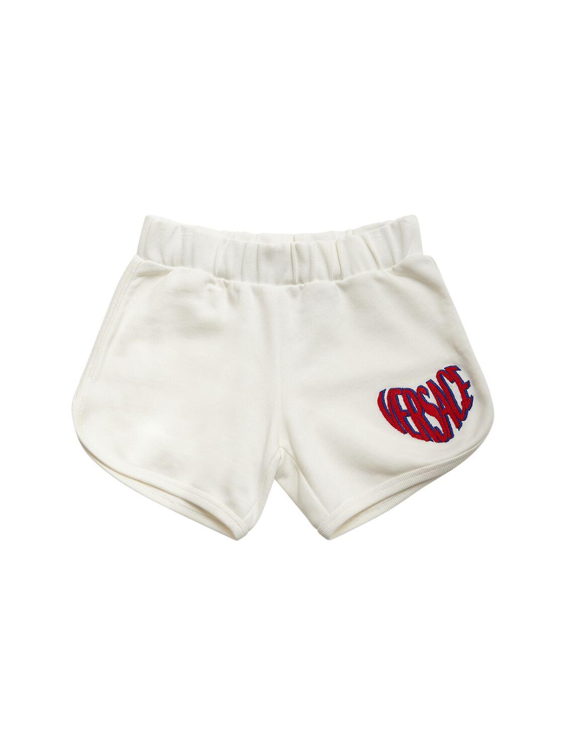 VERSACE Embroidered Cotton Jersey Shorts
