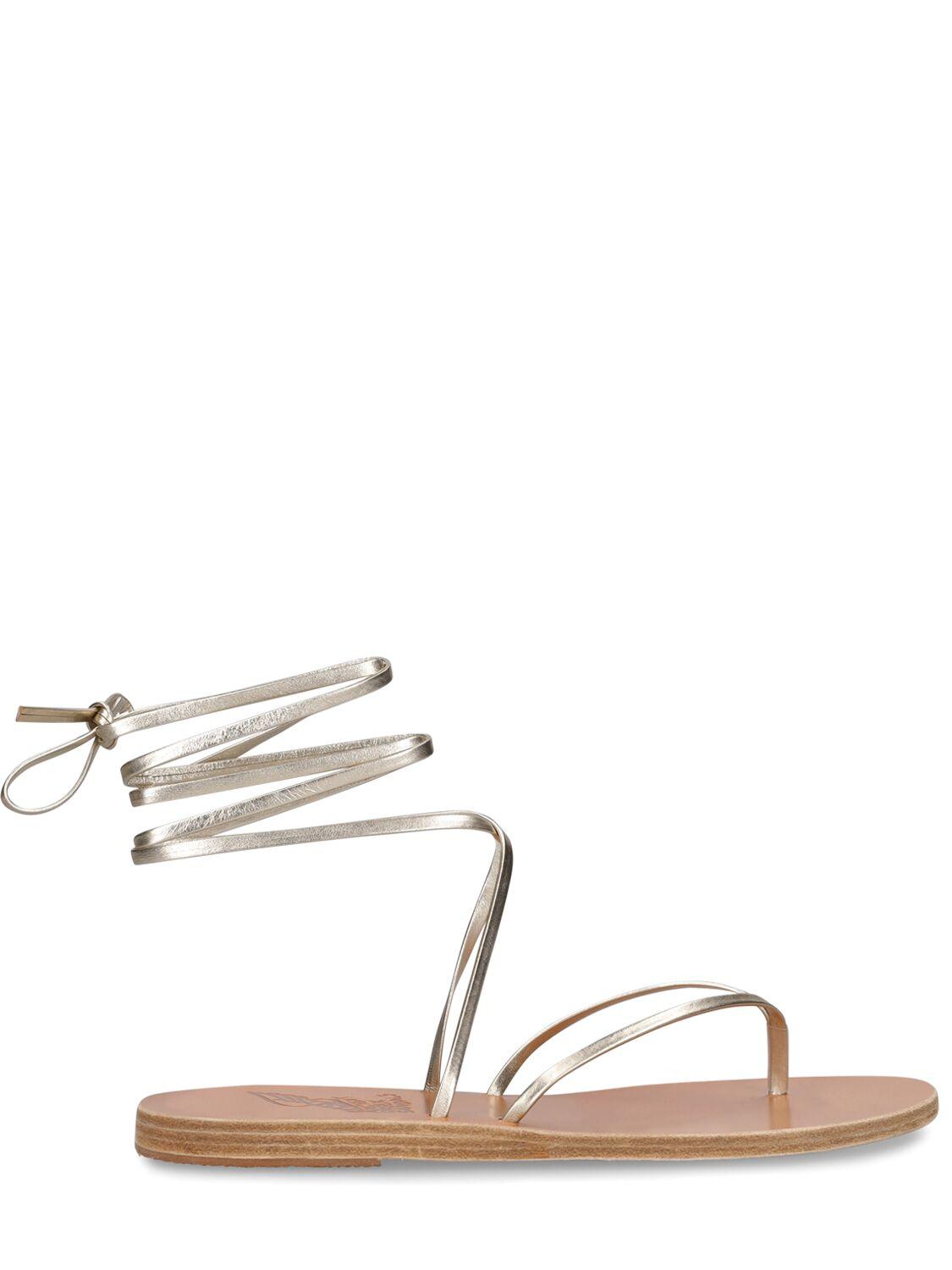 ANCIENT GREEK SANDALS Celia Metallic Leather Flat Sandals
