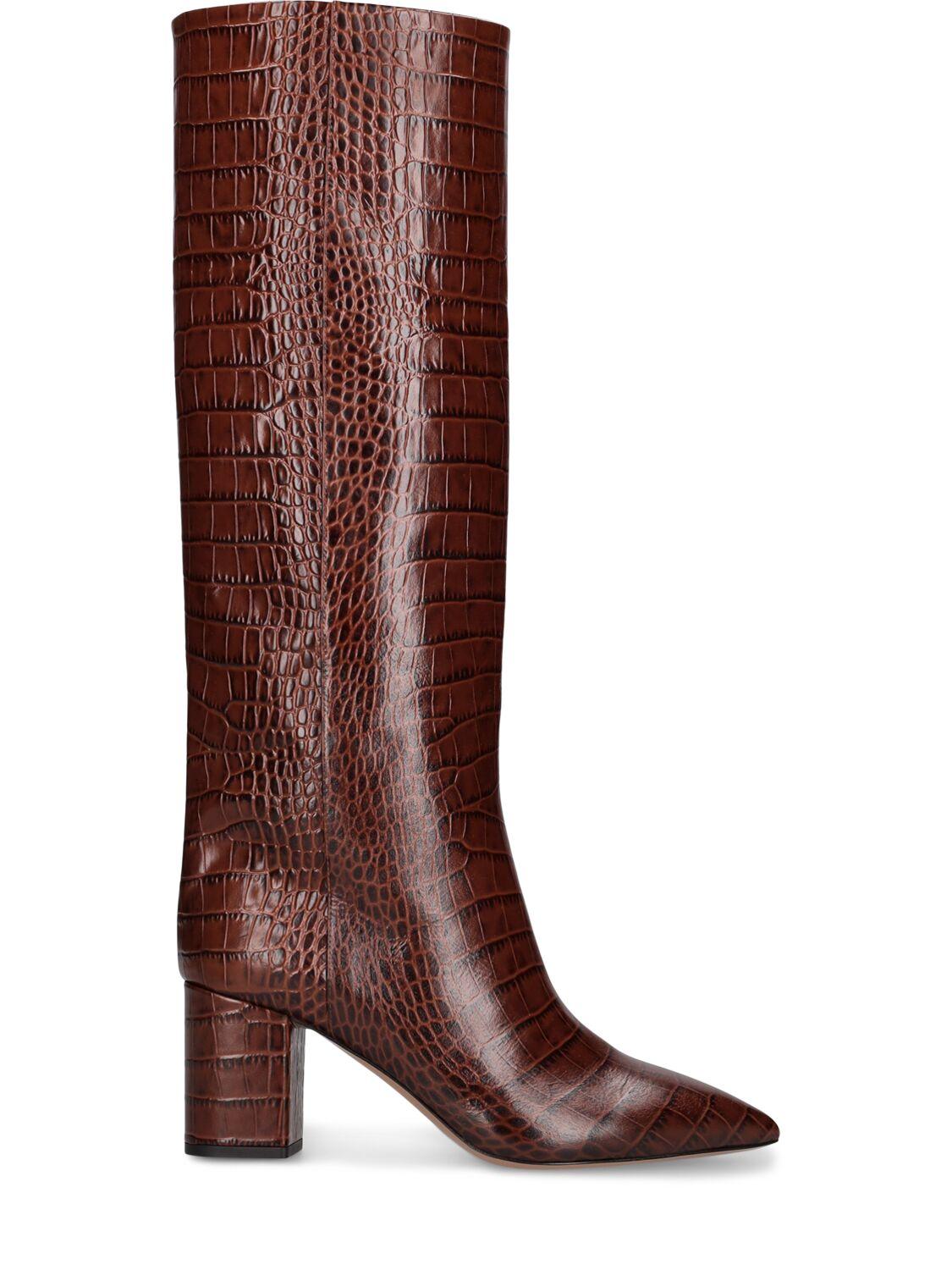 PARIS TEXAS Anja Croc Embossed Tall Boots