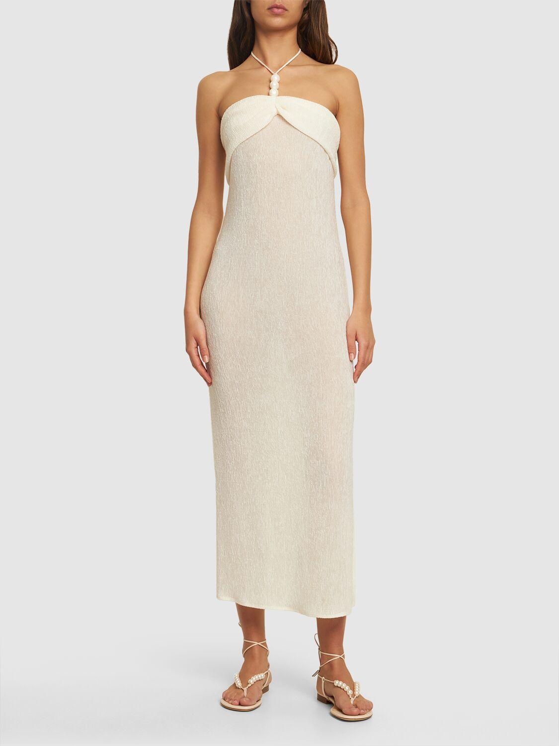 MAGDA BUTRYM Embellished Jersey Midi Halter Dress