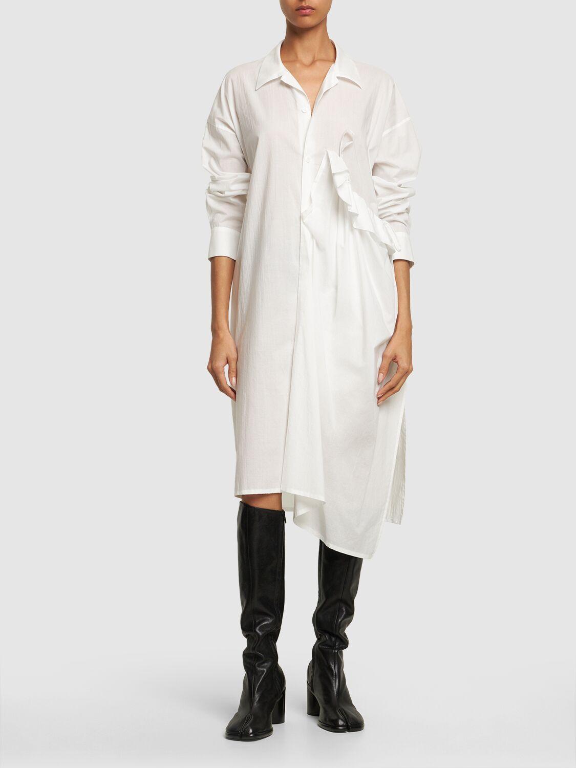 YOHJI YAMAMOTO Asymmetric Gathered Cotton Midi Dress