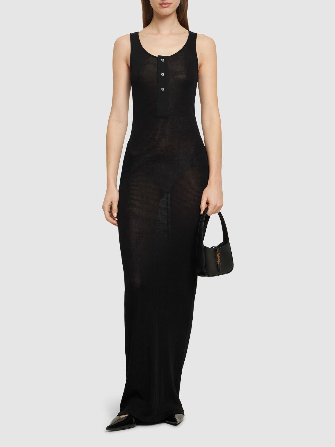 AMI PARIS Rib Cotton Jersey Long Tank Dress