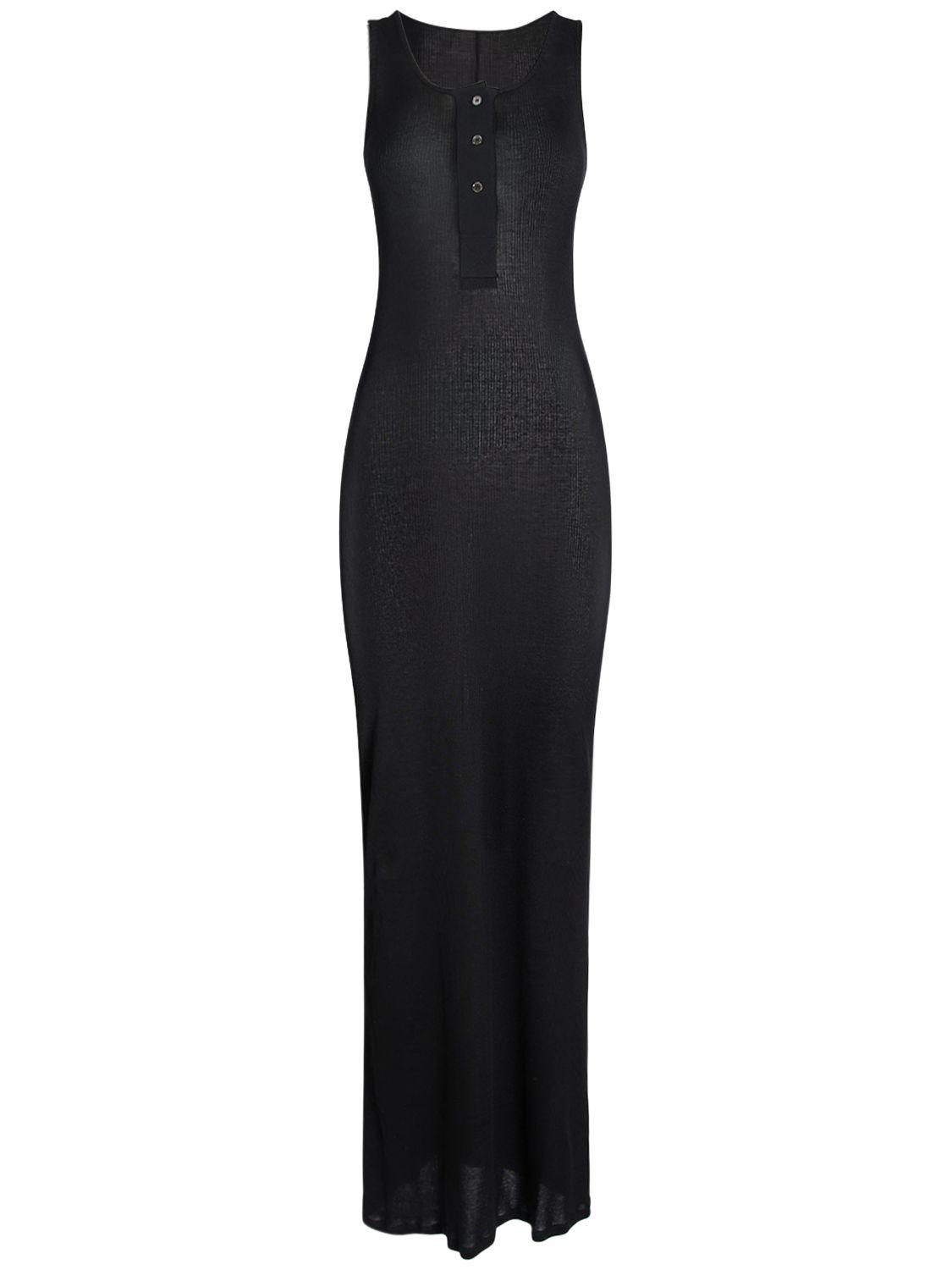 AMI PARIS Rib Cotton Jersey Long Tank Dress