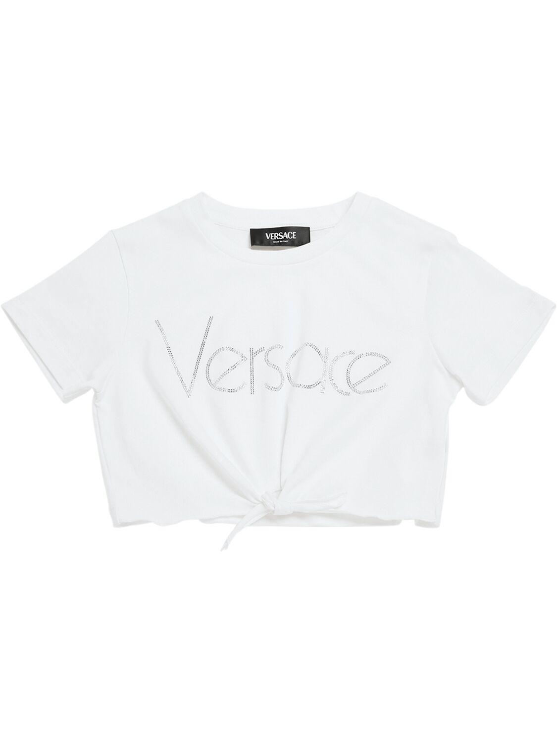 VERSACE Cotton Jersey Cropped T-shirt