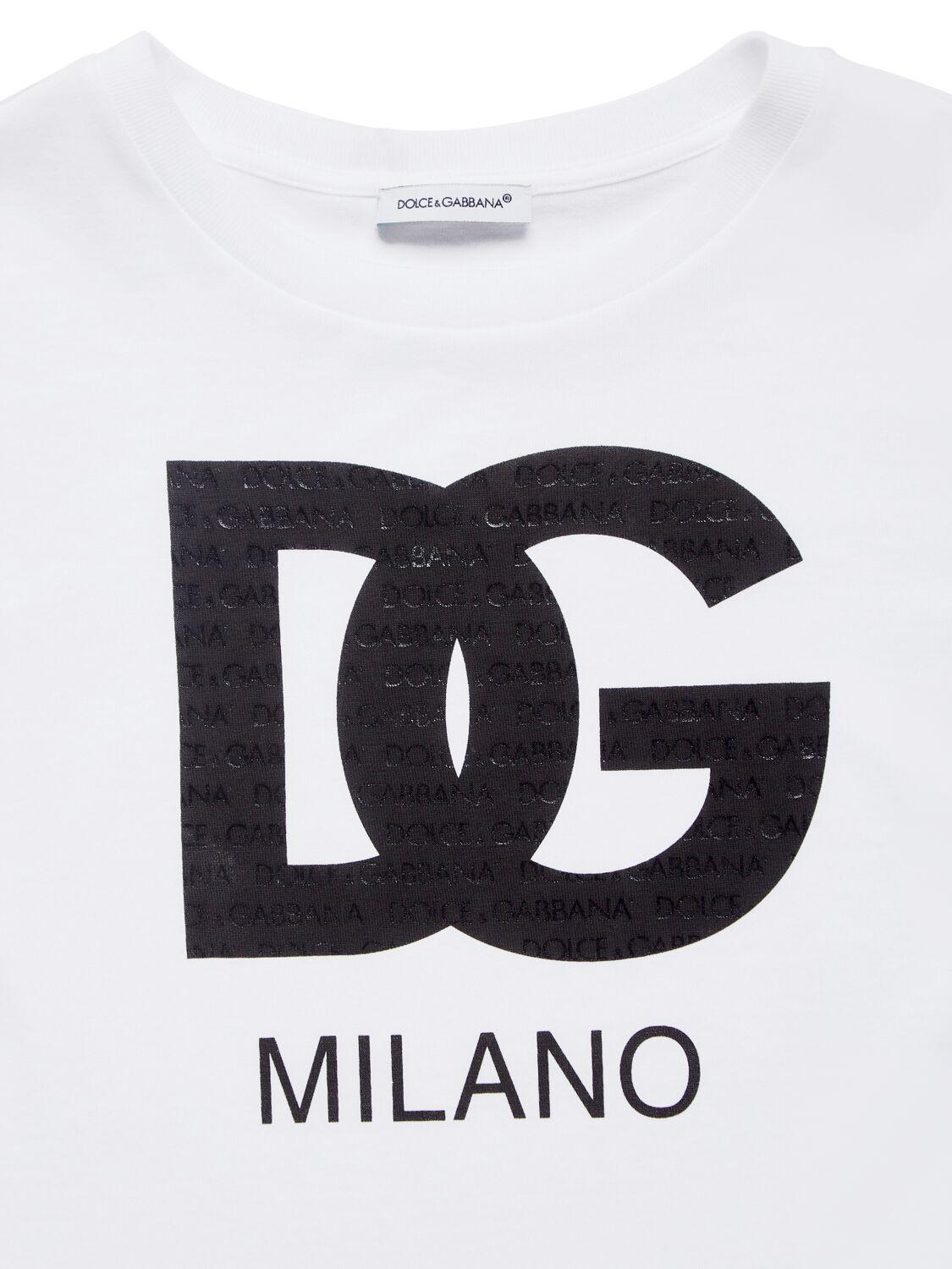 DOLCE & GABBANA Logo Printed Cotton Jersey T-shirt