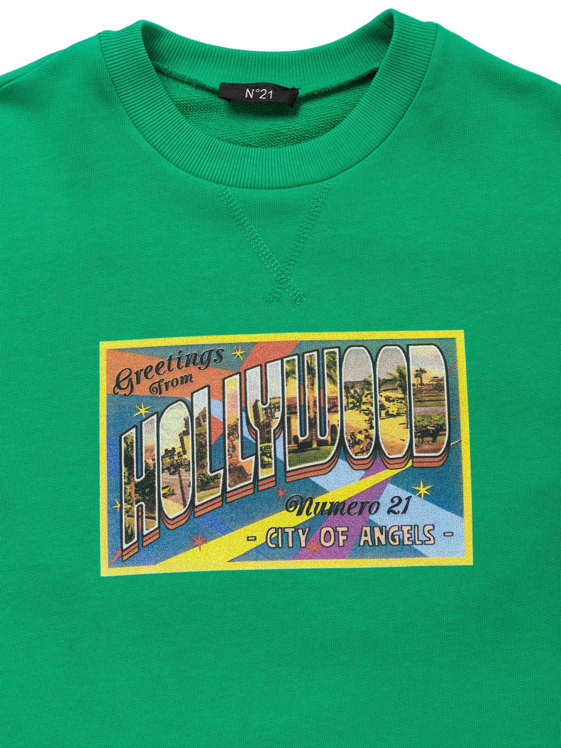 N°21 Printed Cotton Crewneck Sweatshirt