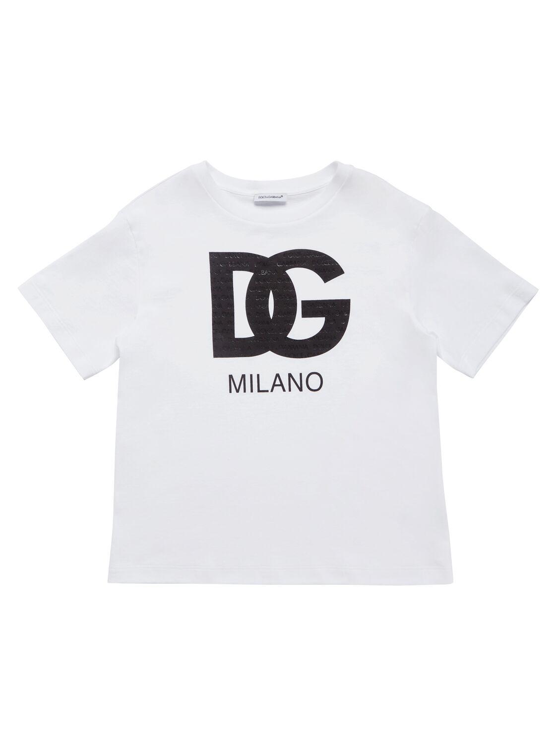 DOLCE & GABBANA Logo Printed Cotton Jersey T-shirt