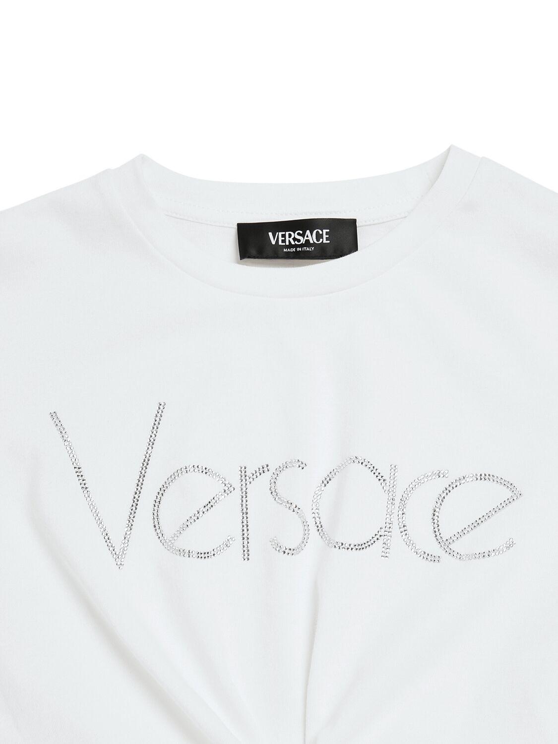 VERSACE Cotton Jersey Cropped T-shirt