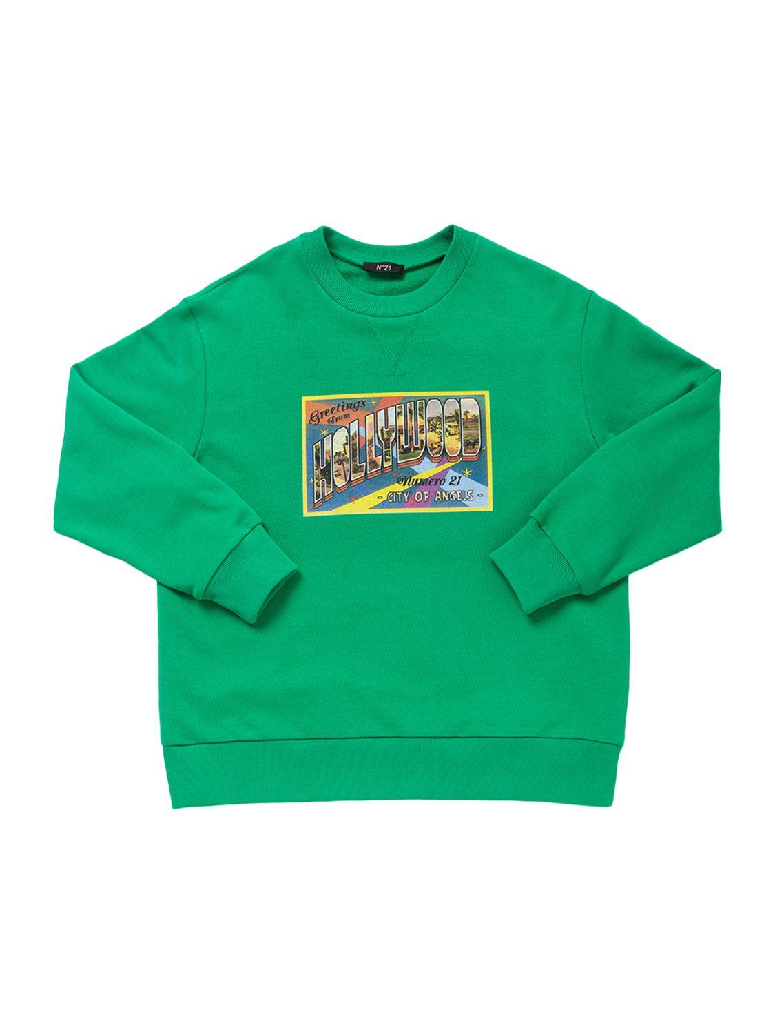 N°21 Printed Cotton Crewneck Sweatshirt