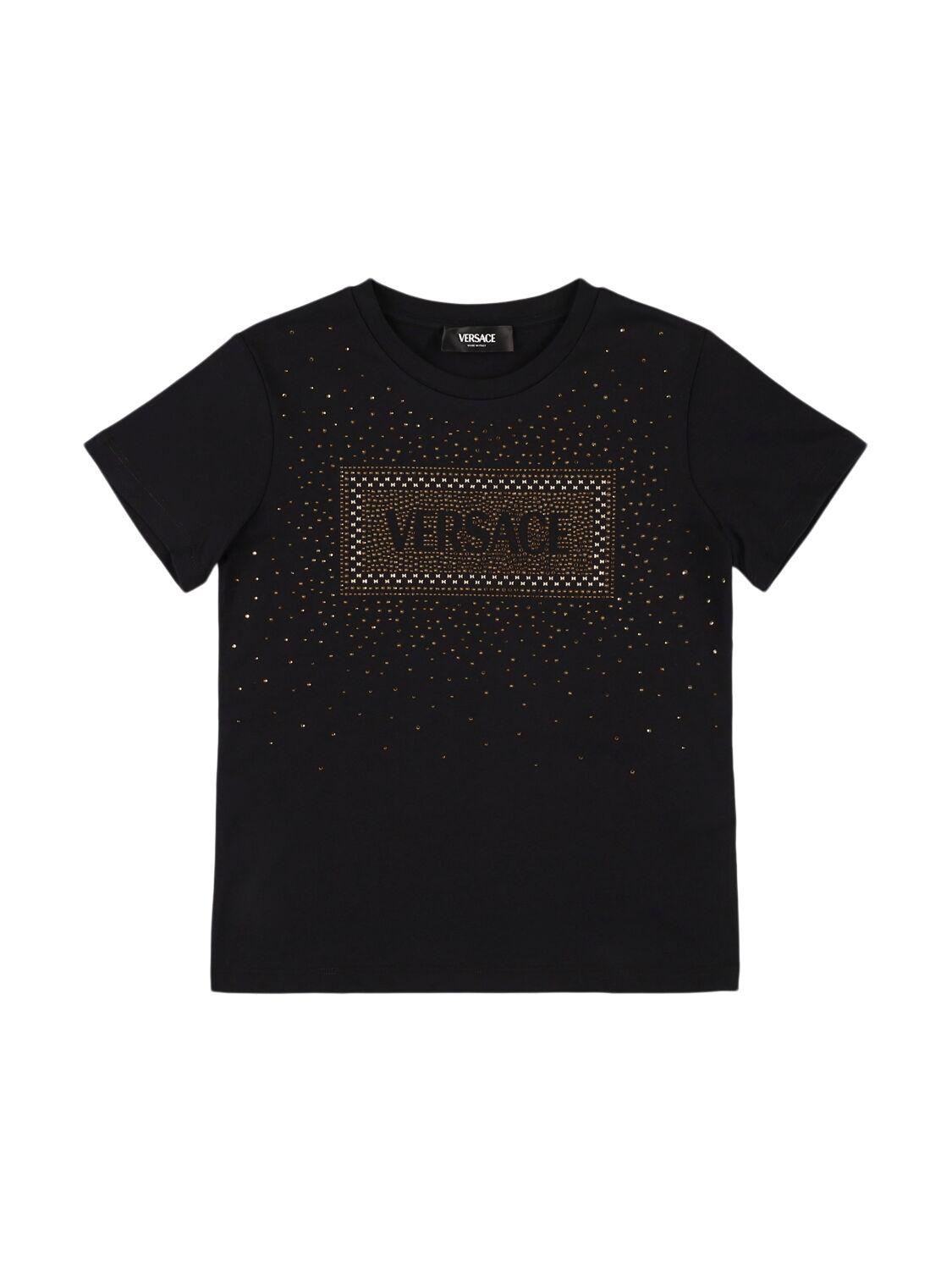 VERSACE Embellished Cotton Jersey T-shirt